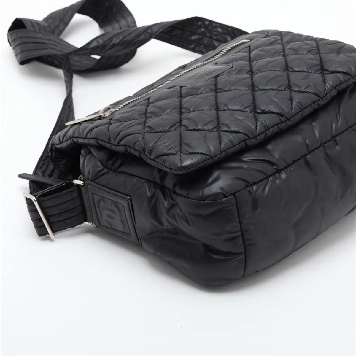 Coco Cocoon Nylon x Leather Shoulder Bag, Black with Silver Hardware, 13595002, Serial Number 13 — view 4