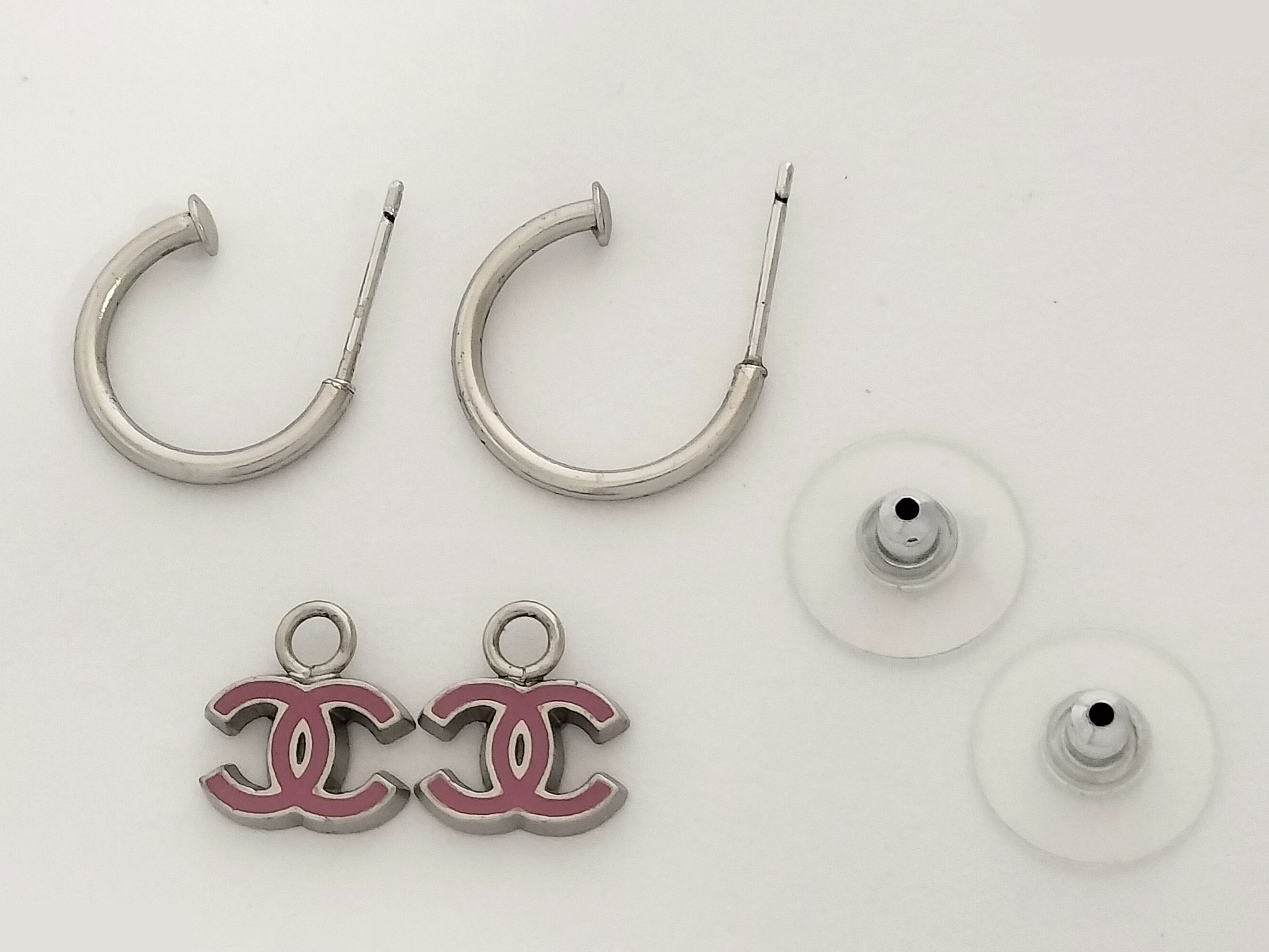 Coco mini pink silver earrings — view 2
