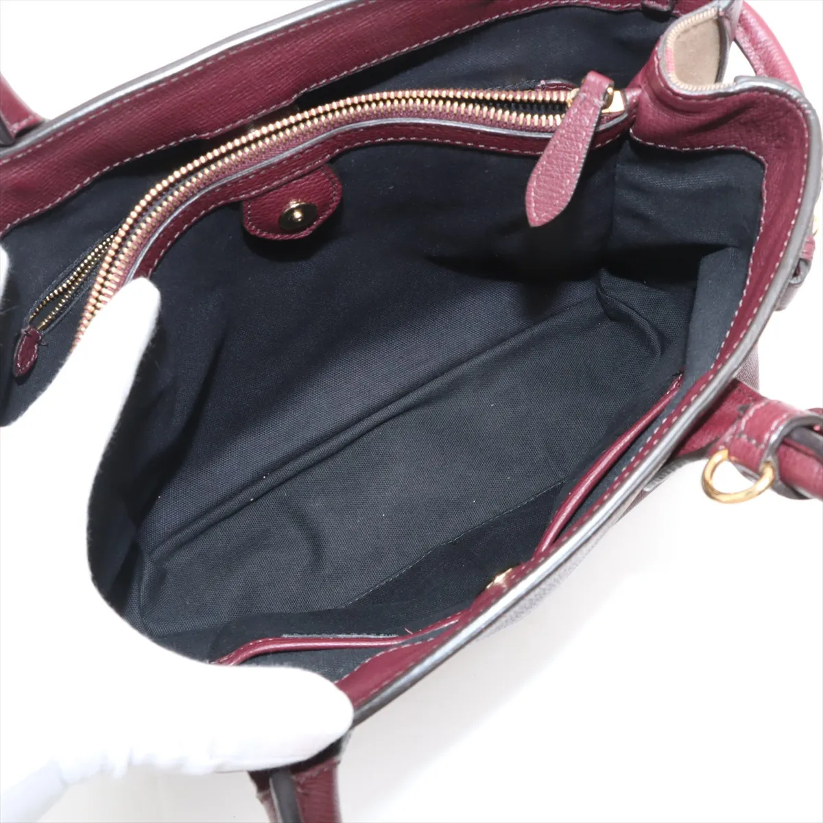 Medium Banner Leather 2WAY Handbag Bordeaux — view 7