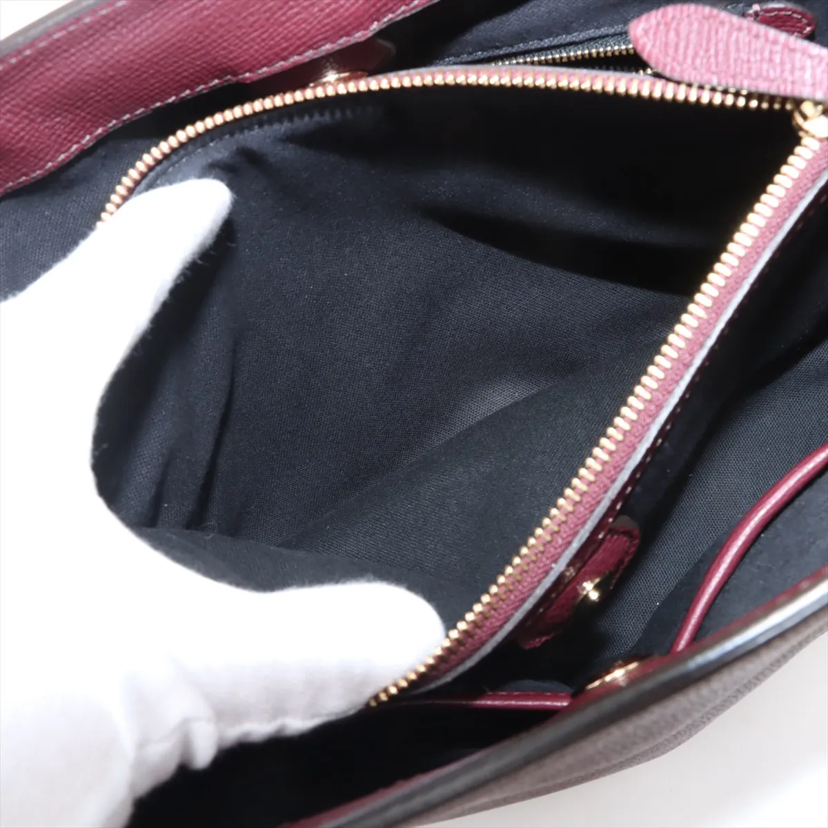 Medium Banner Leather 2WAY Handbag Bordeaux — view 10