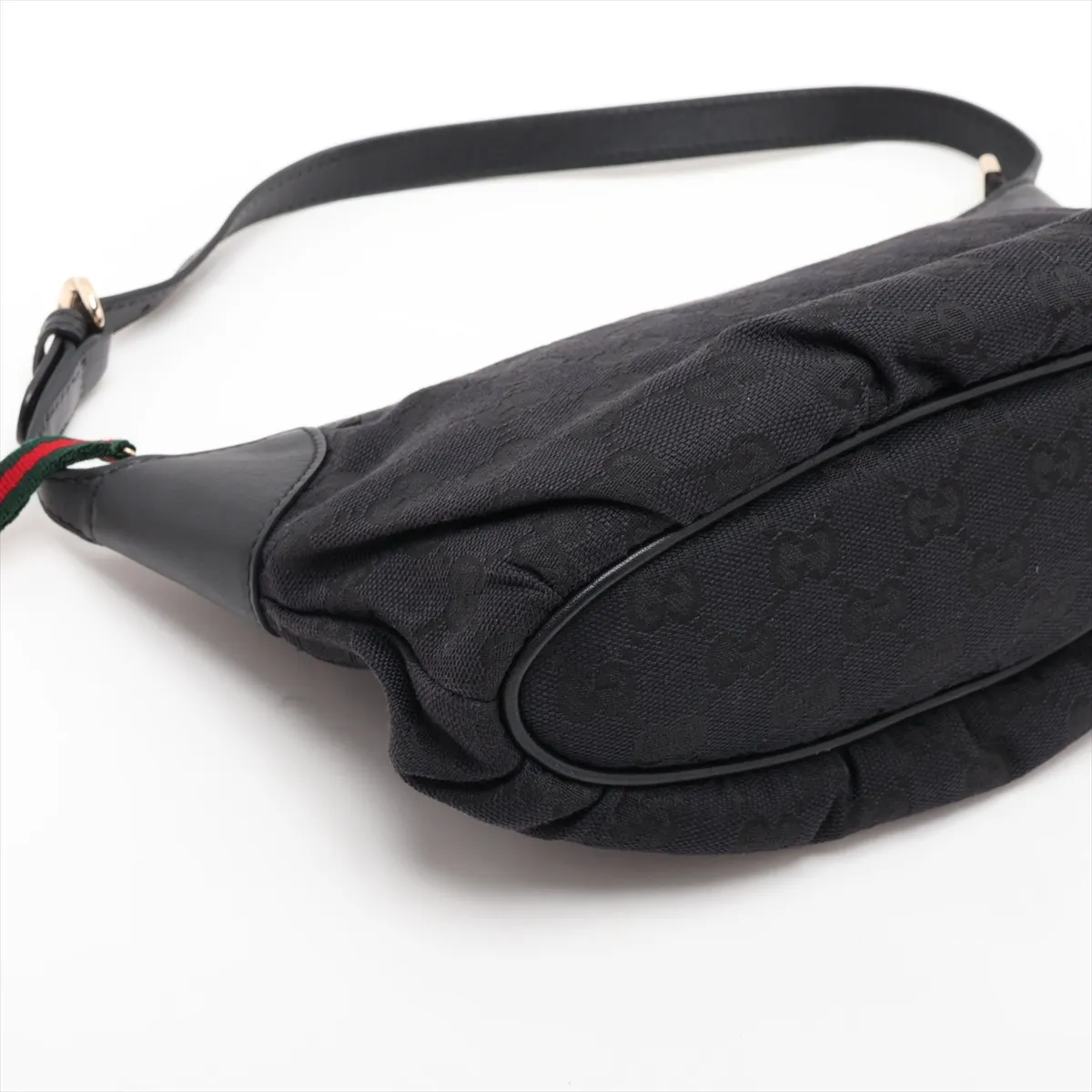 GG Canvas 224093 Canvas x Leather Shoulder Bag, Black — view 4