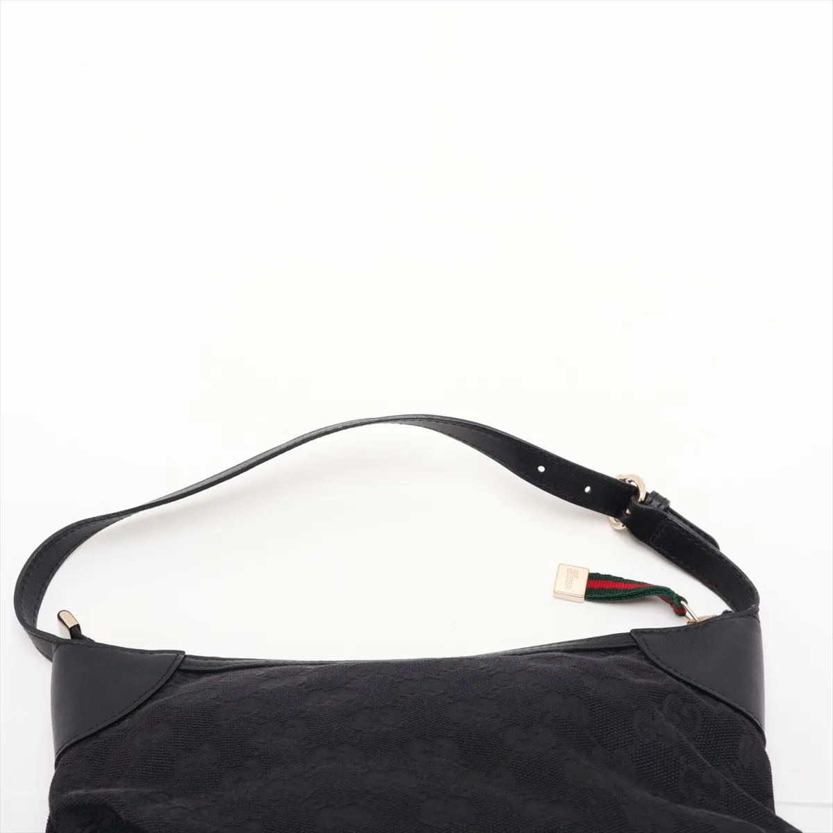 GG Canvas 224093 Canvas x Leather Shoulder Bag, Black — view 6