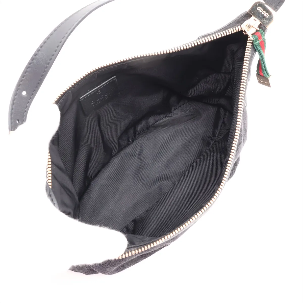 GG Canvas 224093 Canvas x Leather Shoulder Bag, Black — view 7