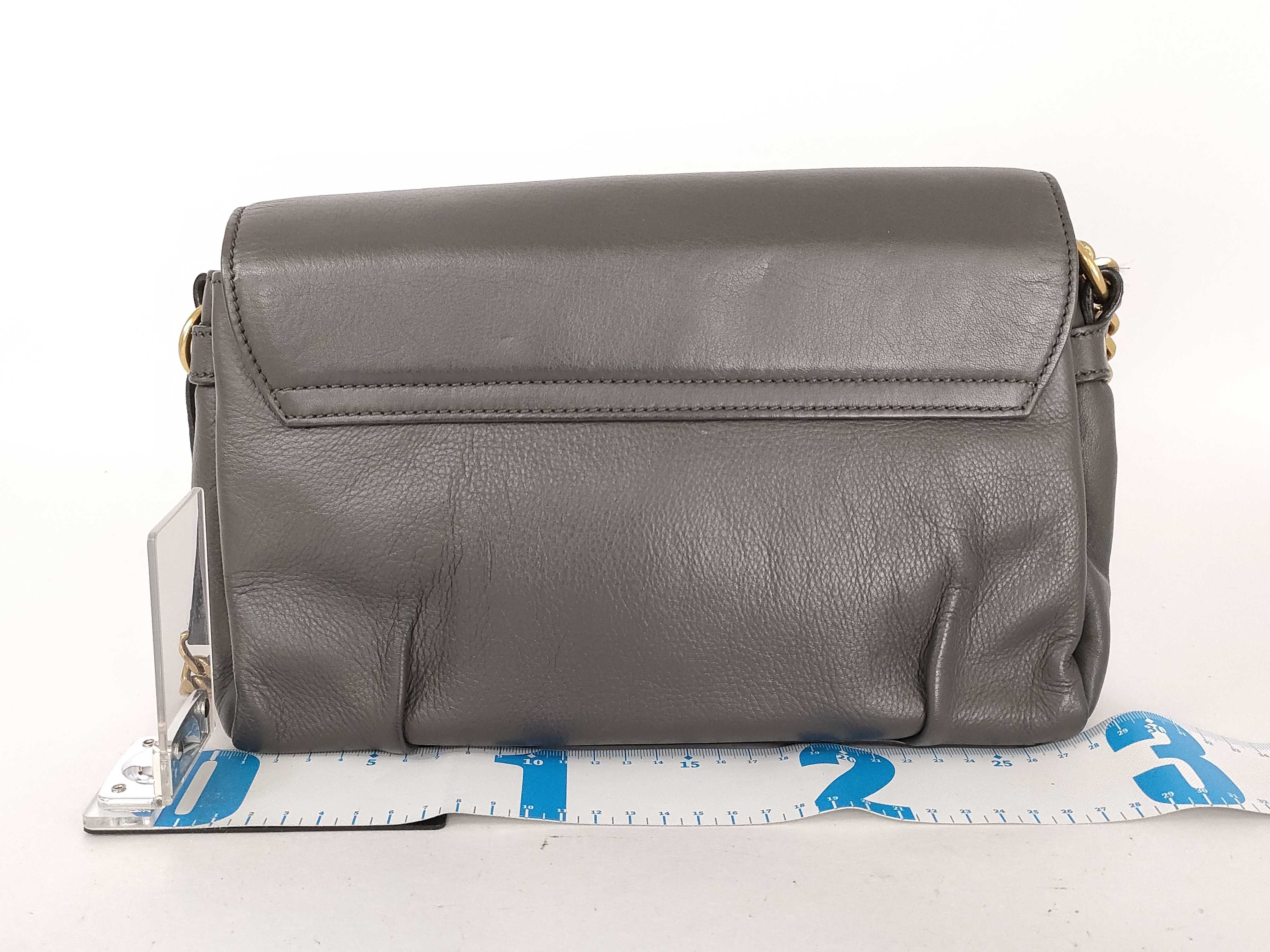 Leather Flap Chain Shoulder Bag Gray Shoulder Bag — view 2