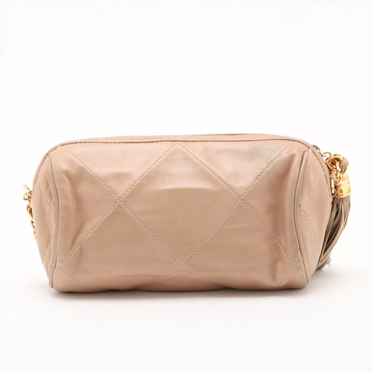 Matelasse Lambskin Chain Shoulder Bag Fringe Beige Gold Hardware 0659858 Series 0 — view 2