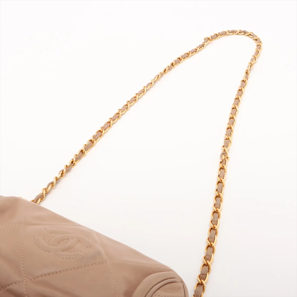 Matelasse Lambskin Chain Shoulder Bag Fringe Beige Gold Hardware 0659858 Series 0 — view 5