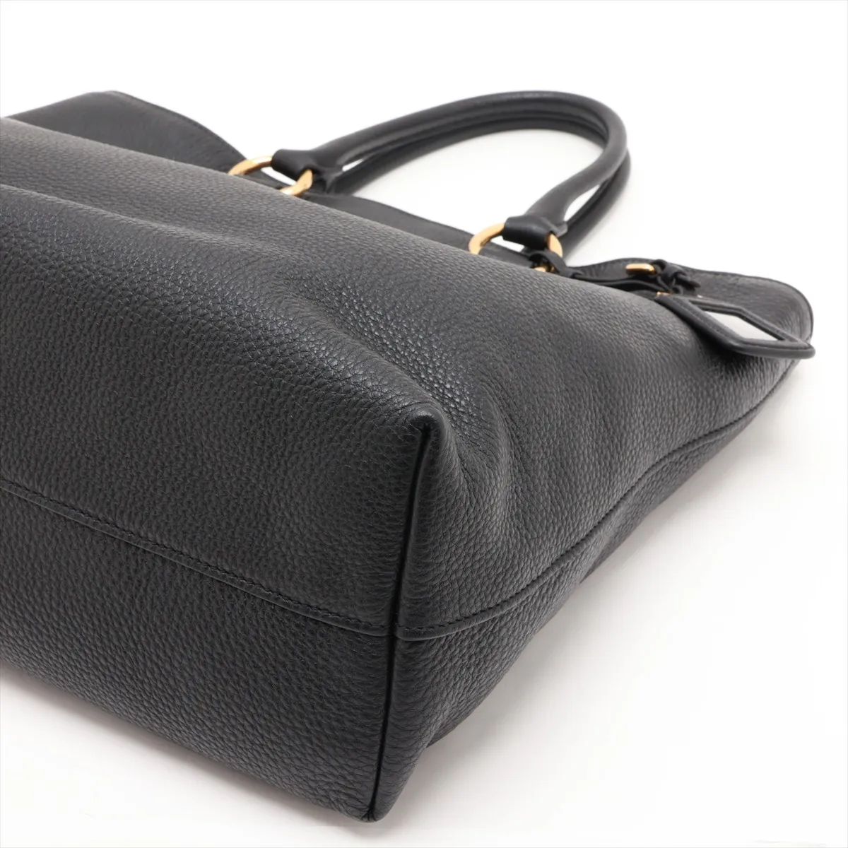 Vitello Phoenix 1BG865 Leather 2-Way Tote Bag, Black — view 3