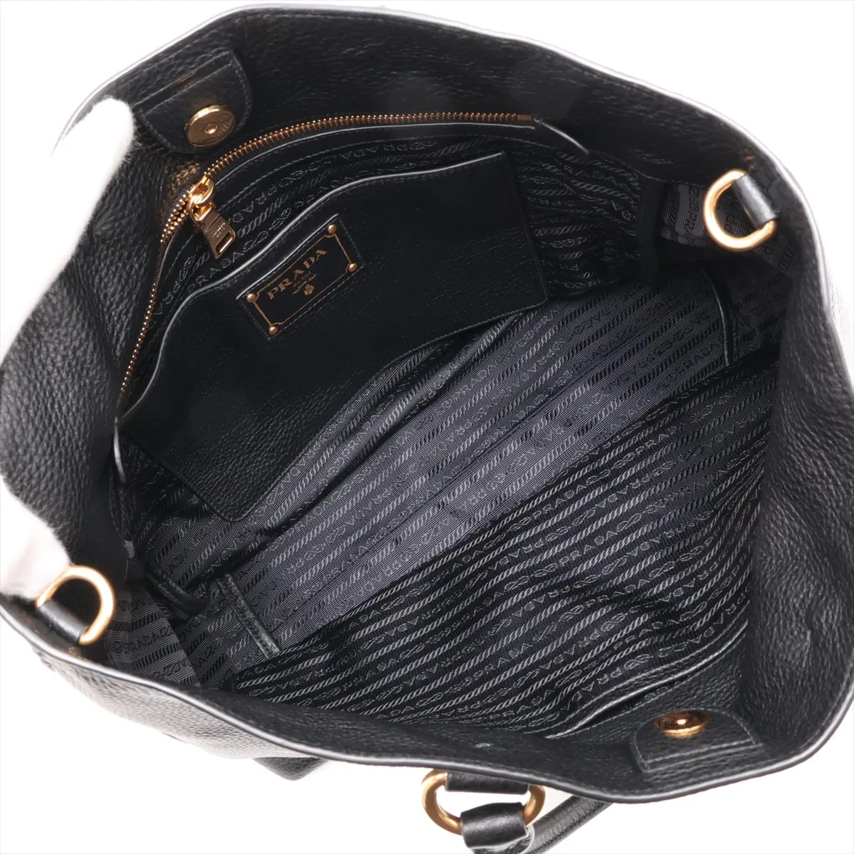 Vitello Phoenix 1BG865 Leather 2-Way Tote Bag, Black — view 8