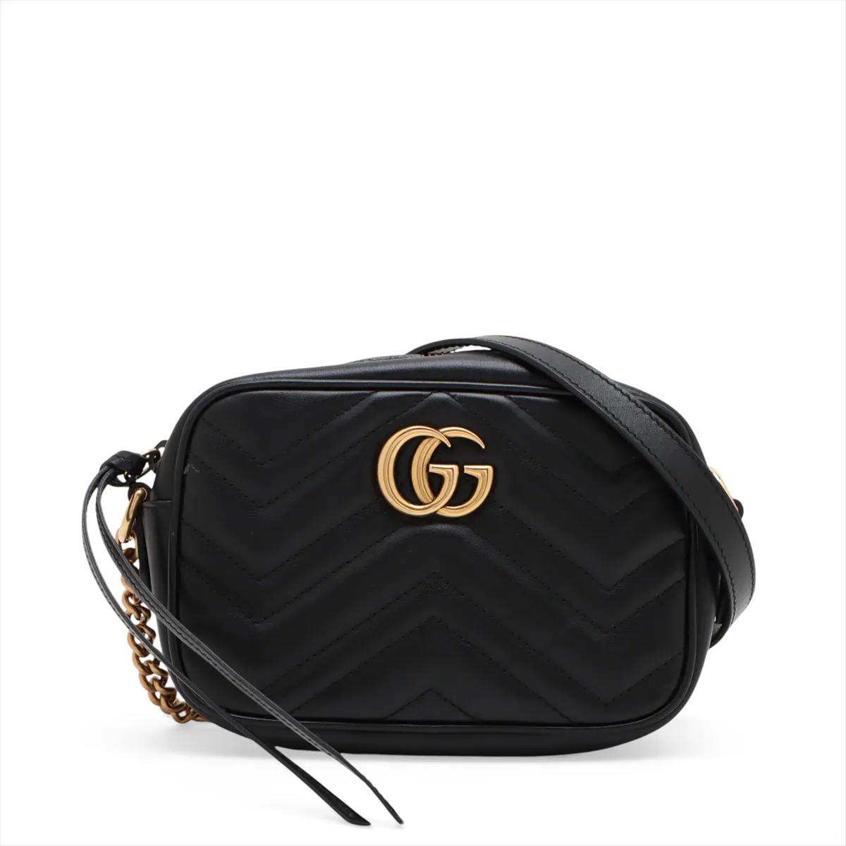 GG Marmont Leather Shoulder Bag, Black, 448065