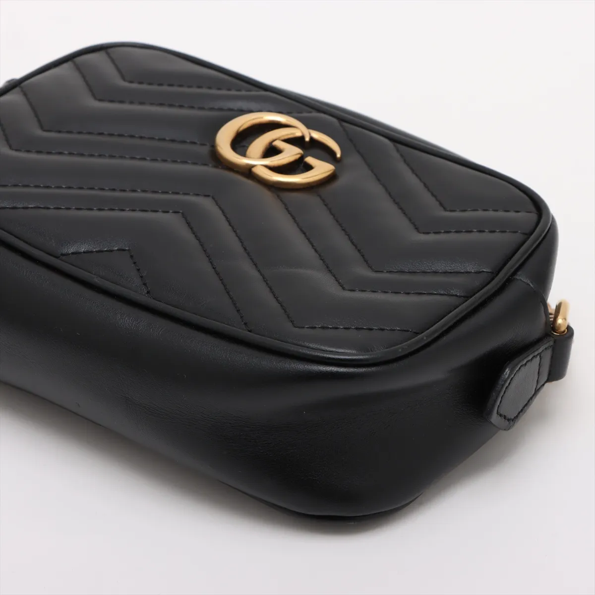 GG Marmont Leather Shoulder Bag, Black, 448065 — view 3