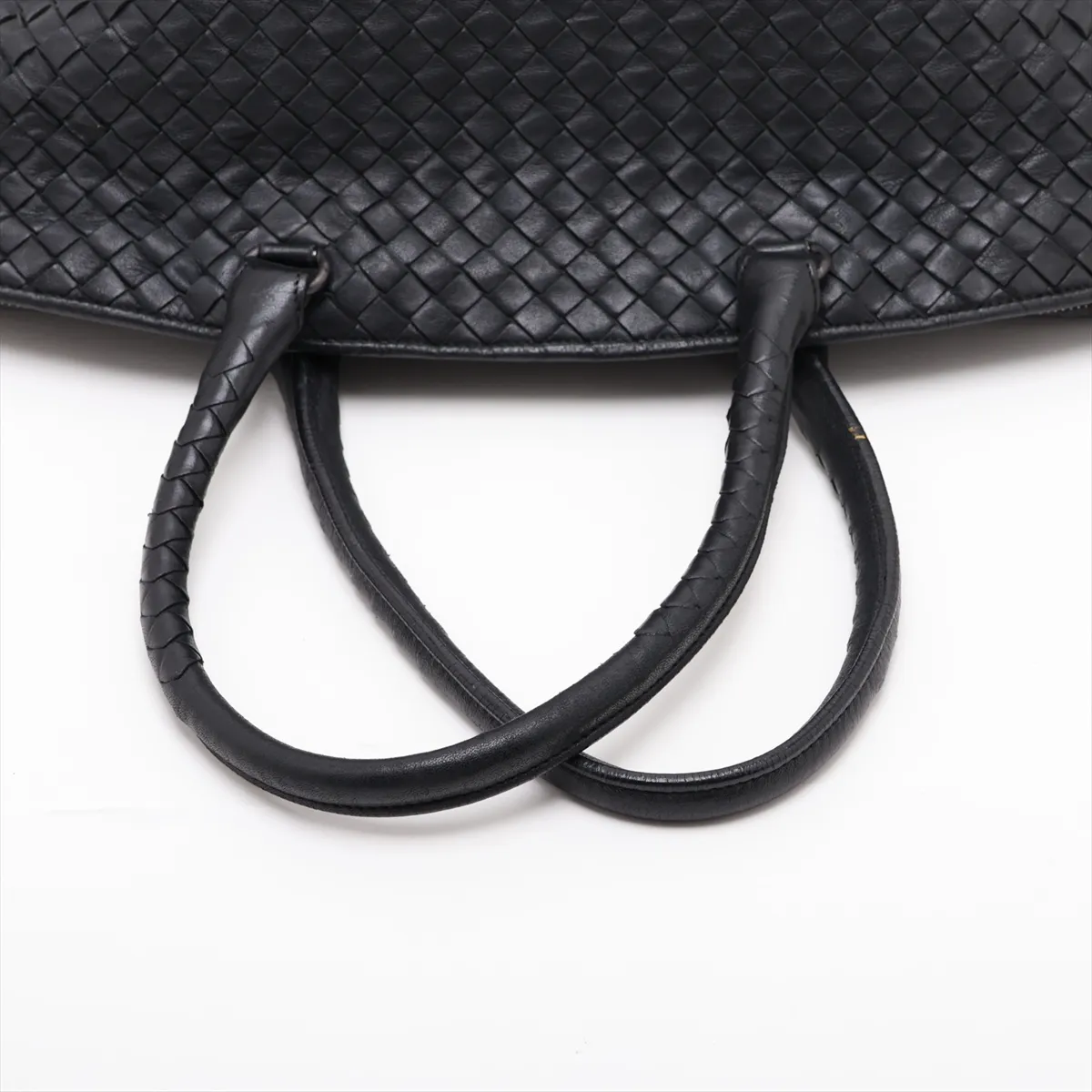 Intrecciato Leather Tote Bag, Black, 214728 — view 5