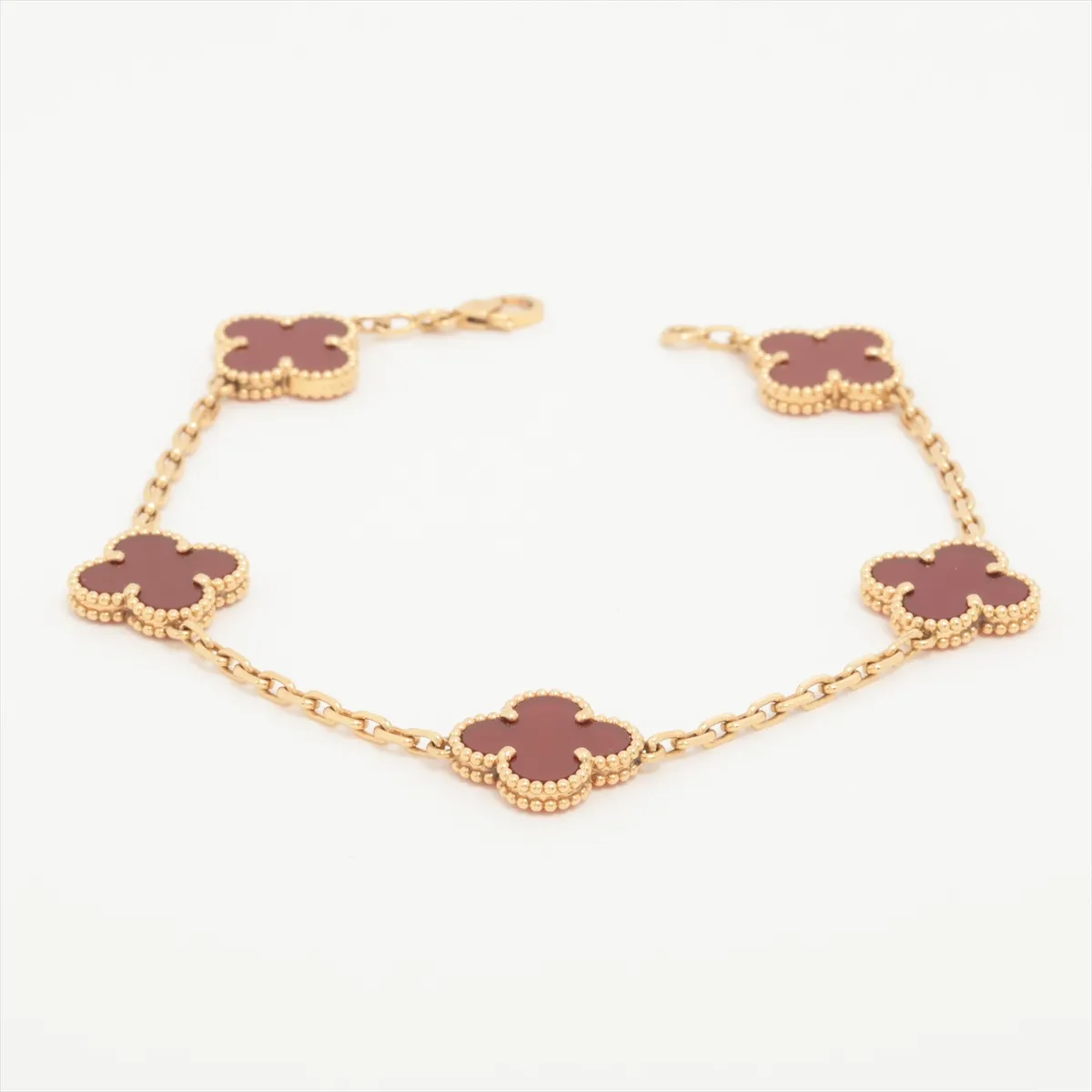 Vintage Alhambra 5P Carnelian Bracelet 750 (YG) 11.7g JB458537 Stone