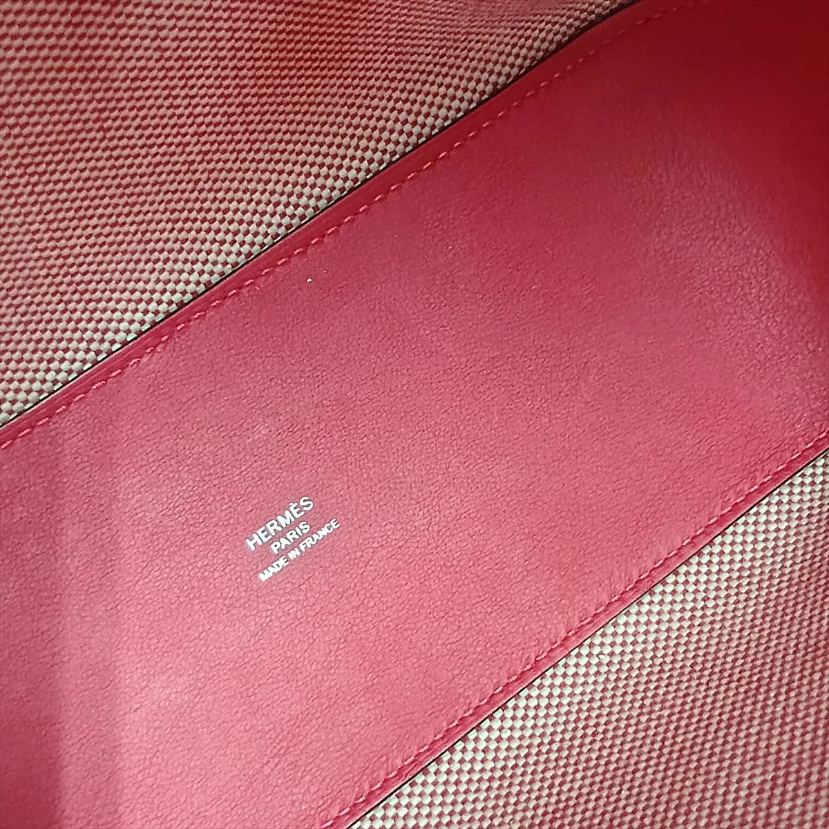 Hermès Ambier 27 PM Toile H x Veau Swift Beige x Framboise Z: 2021 — view 11