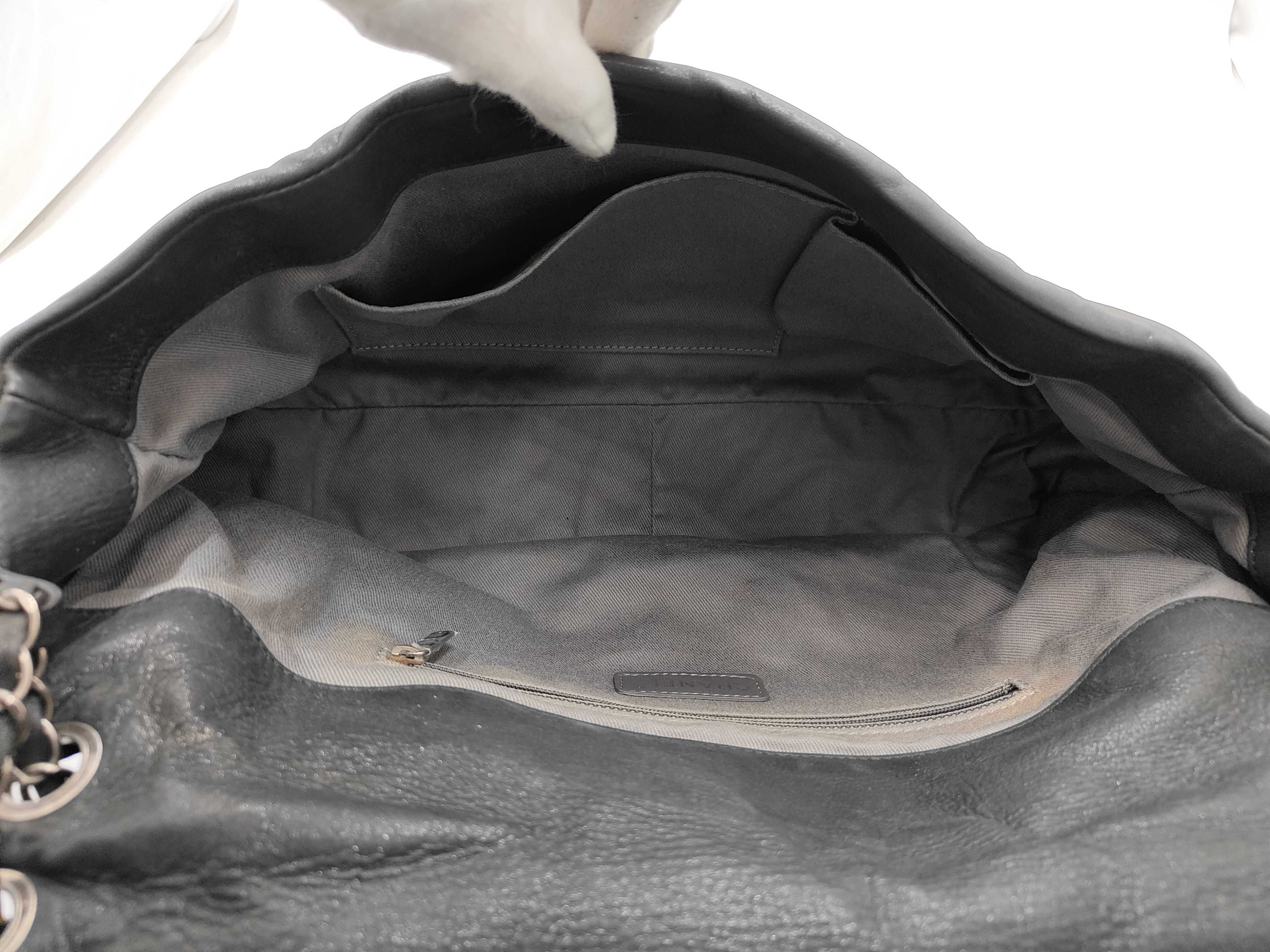 Grey Coated Leather Ruthenium Coated Metal Chain Shoulder Bag (Serial Number 14) — view 12