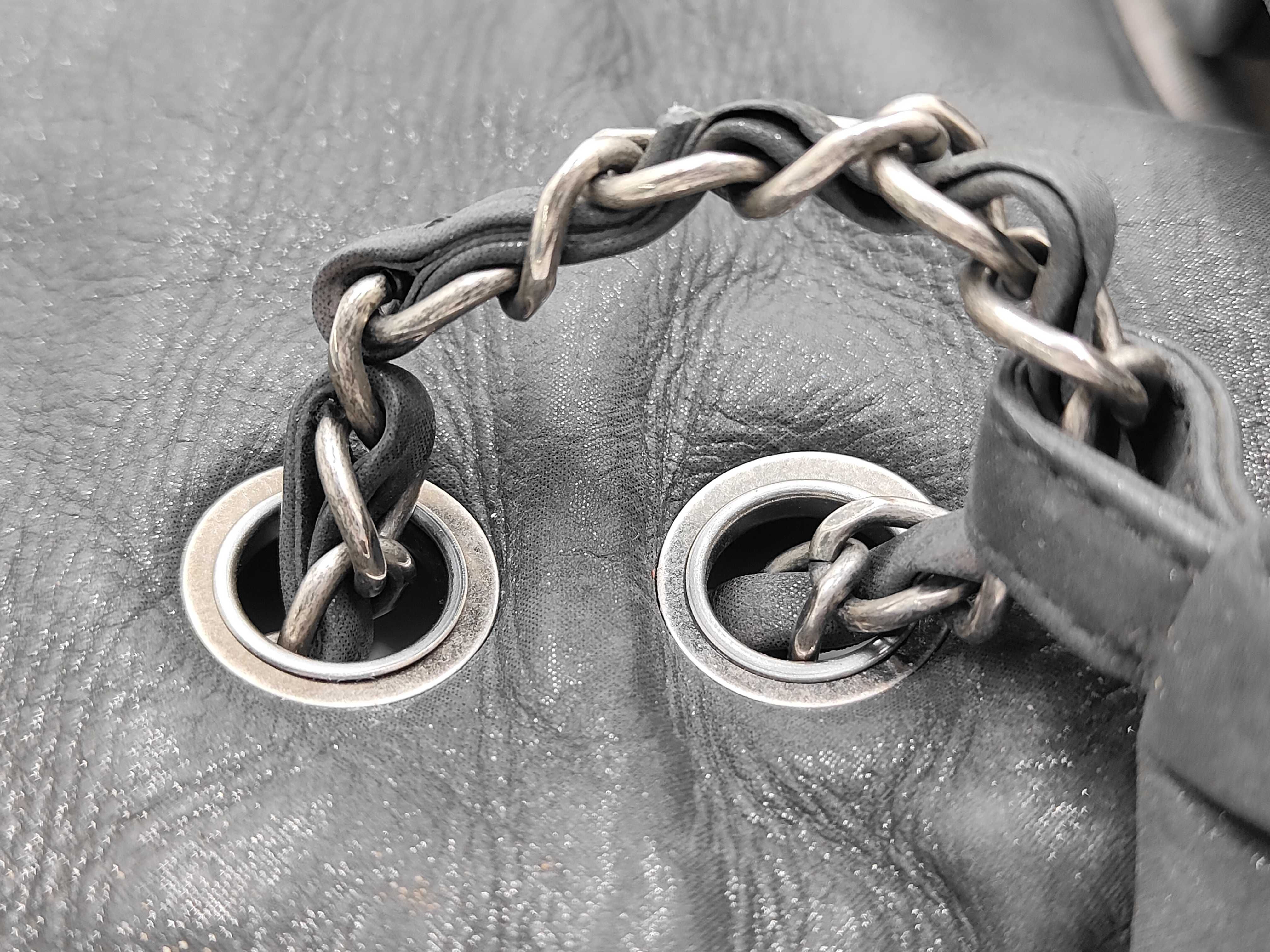 Grey Coated Leather Ruthenium Coated Metal Chain Shoulder Bag (Serial Number 14) — view 7