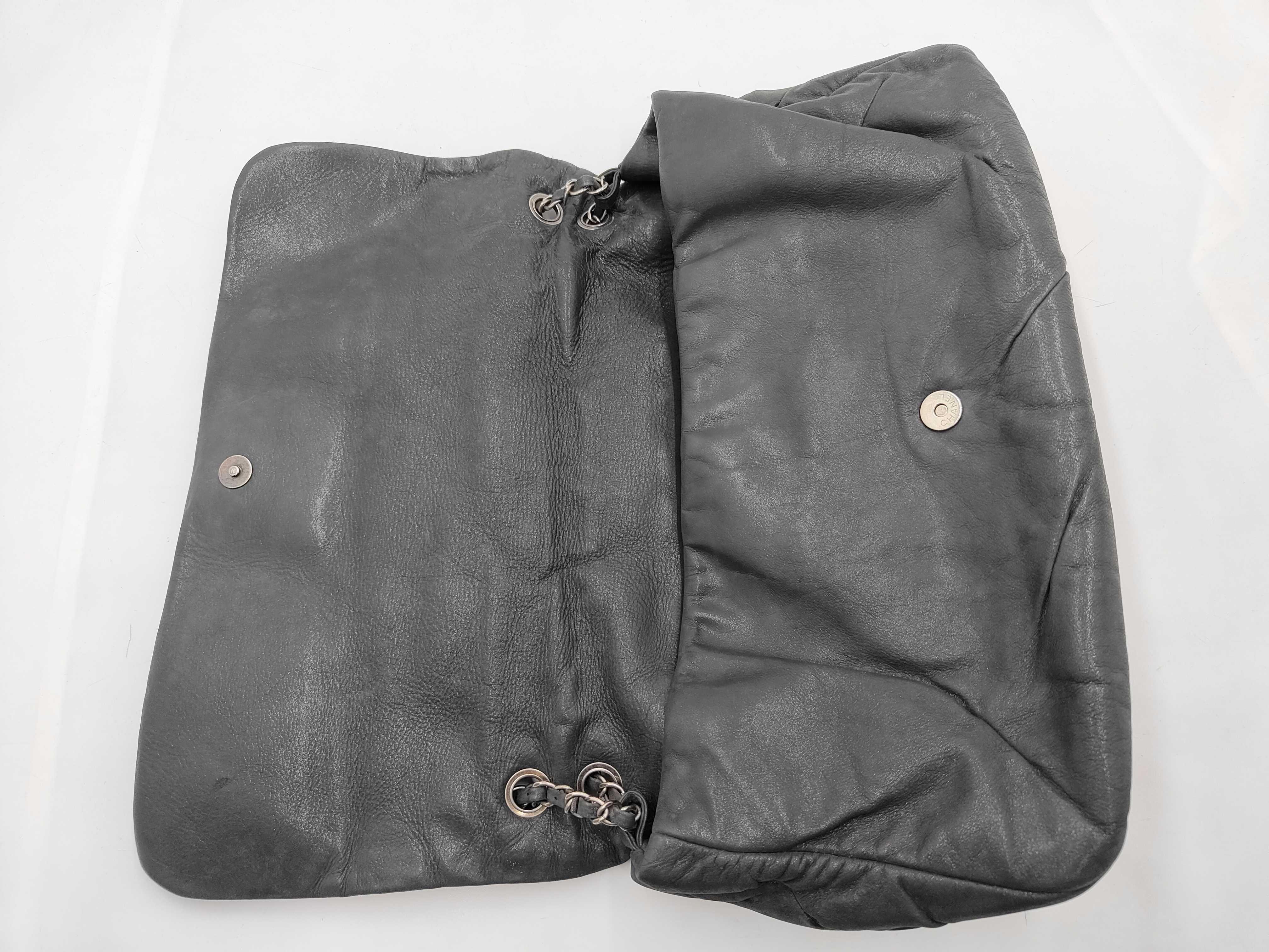 Grey Coated Leather Ruthenium Coated Metal Chain Shoulder Bag (Serial Number 14) — view 8