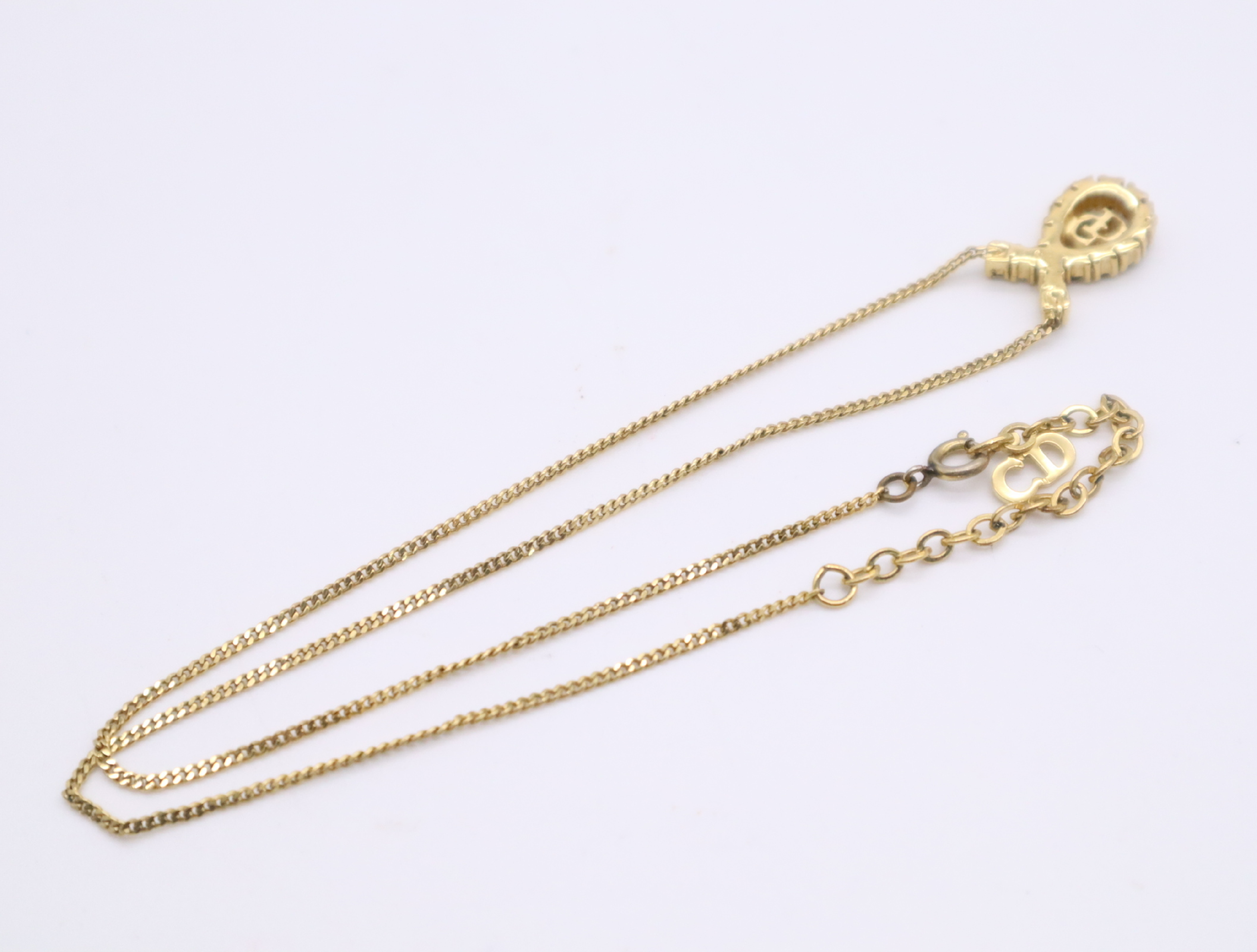 GP/Rhinestone CD Logo Rhinestone Necklace Gold Necklace — view 2