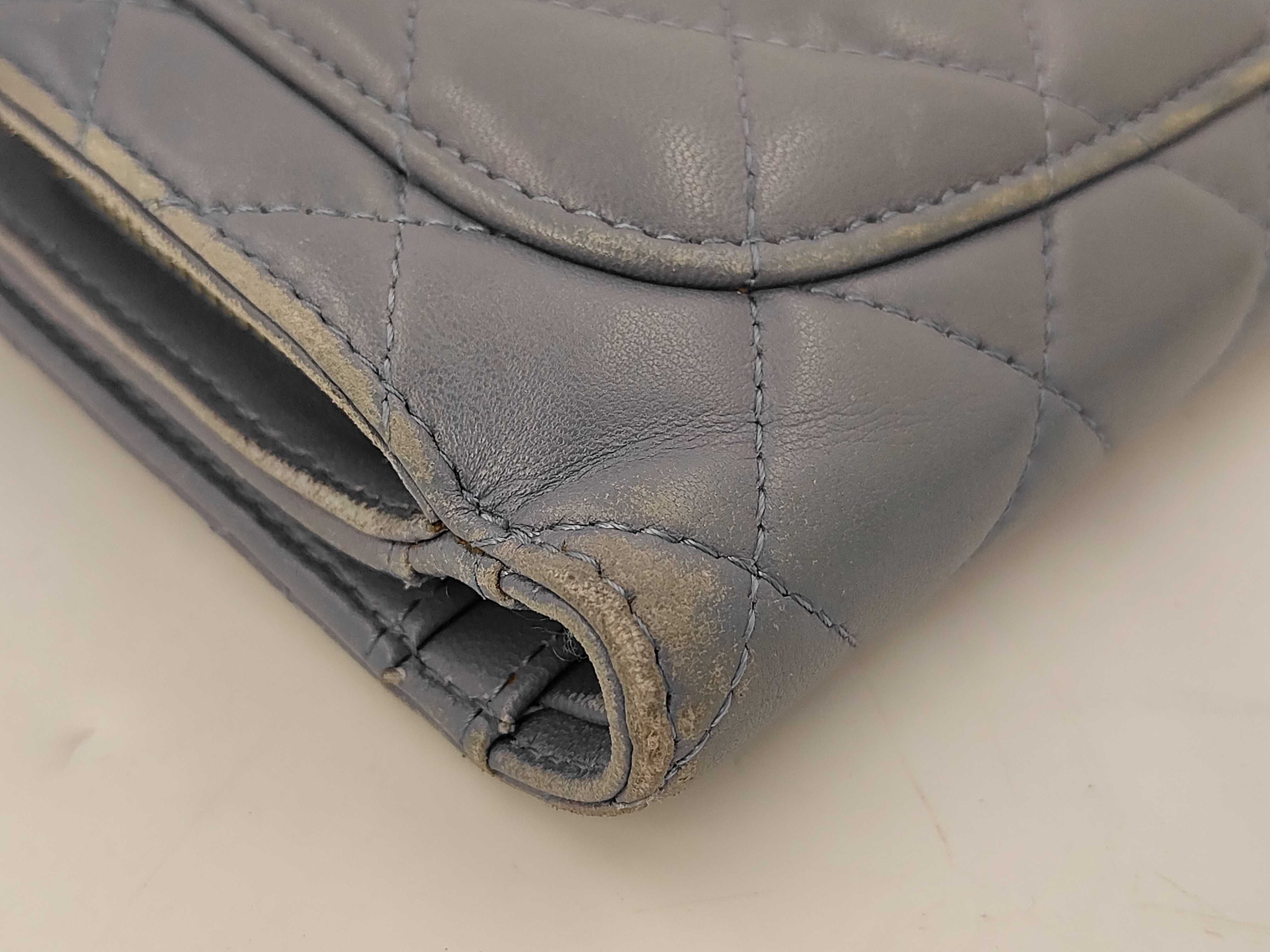Matelassé Wallet, Lambskin, Coco Mark, Light Blue — view 3