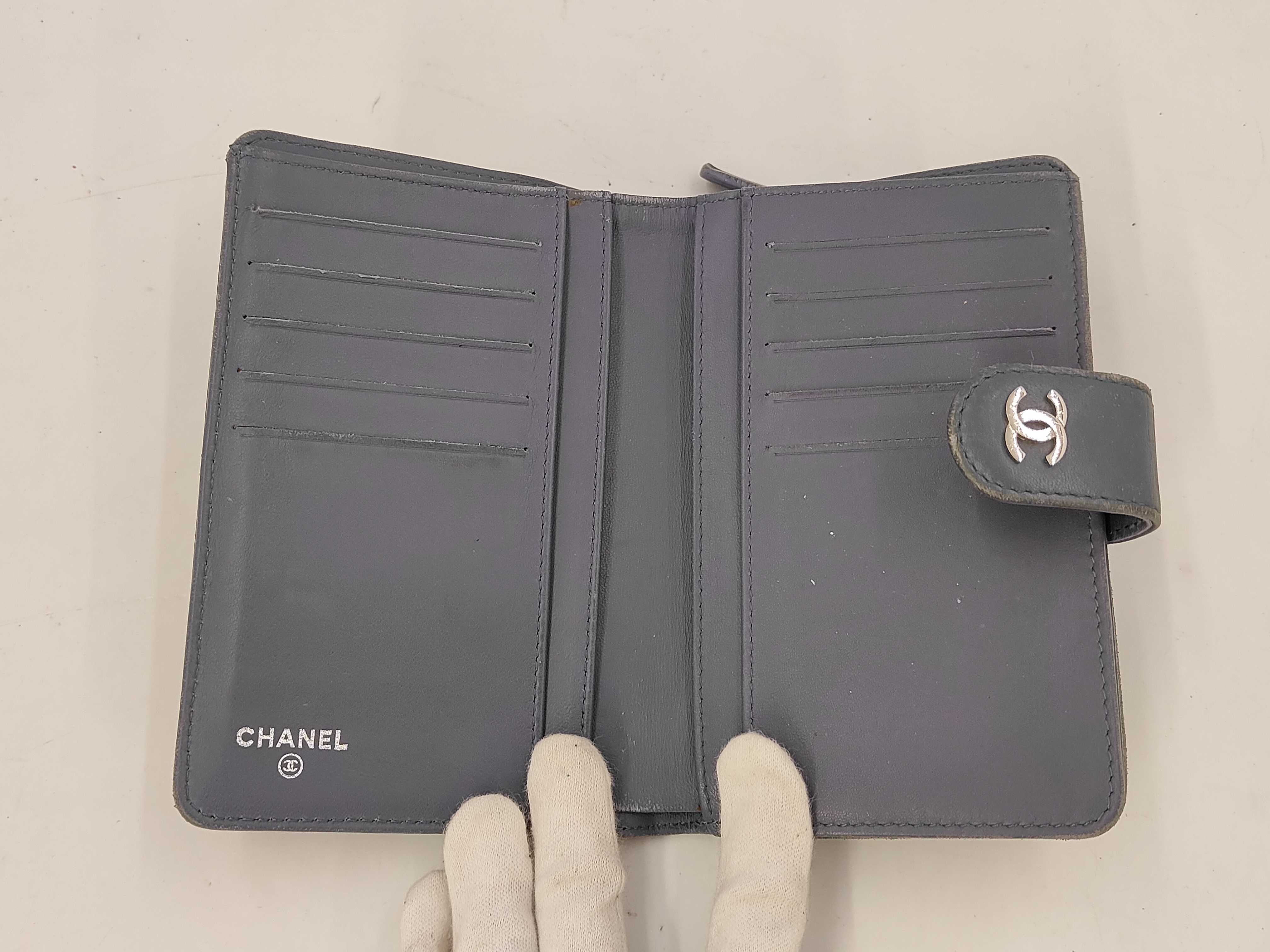 Matelassé Wallet, Lambskin, Coco Mark, Light Blue — view 6