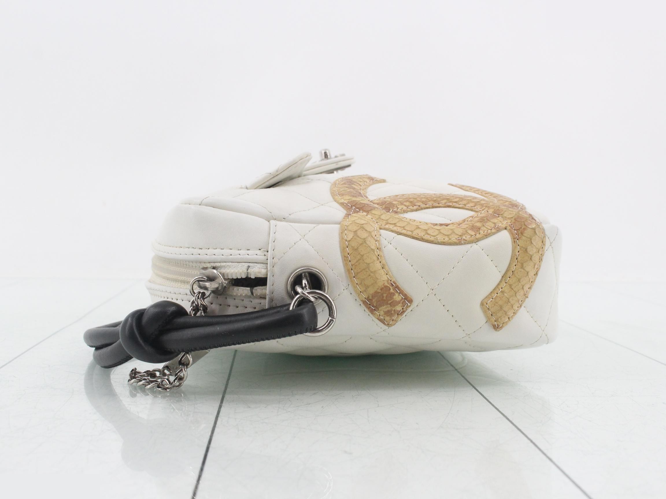 Cambon Line Python Lambskin Shoulder Bag, White, Series 9 — view 4