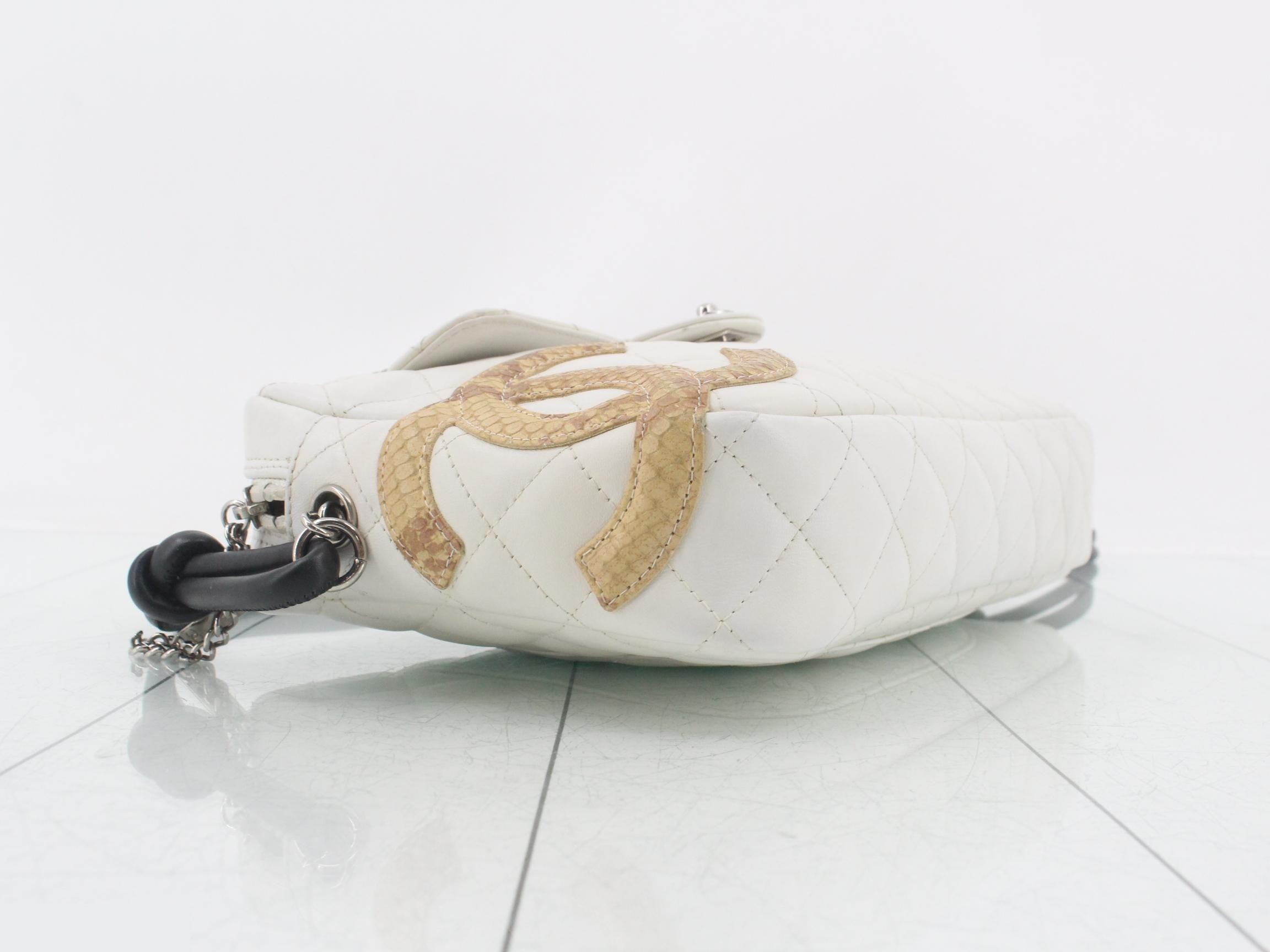 Cambon Line Python Lambskin Shoulder Bag, White, Series 9 — view 5