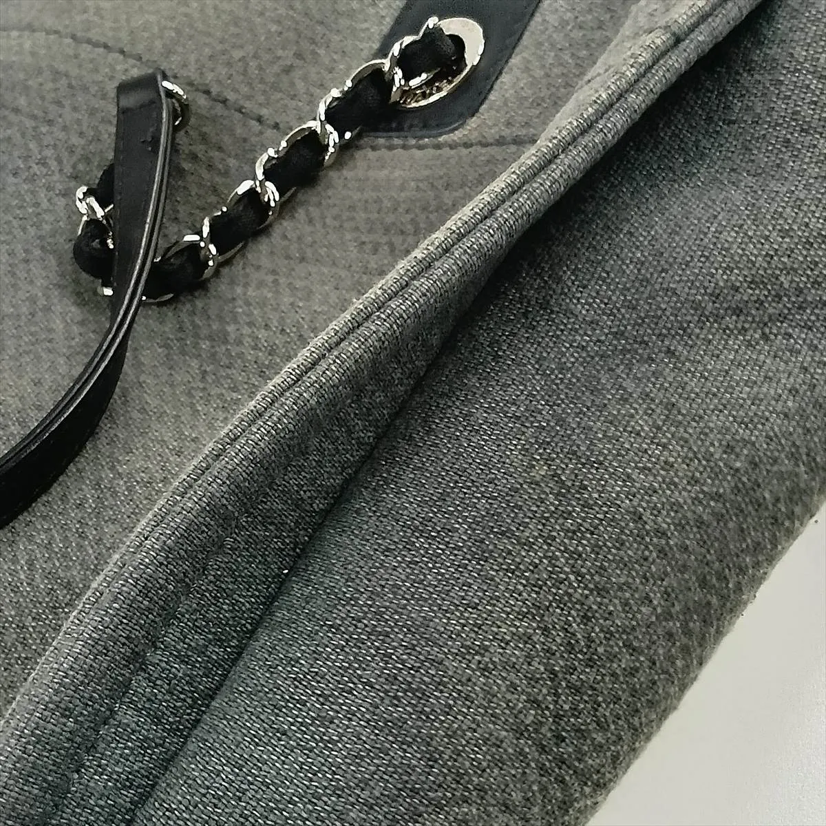 Deauville MM Canvas Chain Tote Bag, Gray, Silver Hardware, 16693566, Serial Number 16 — view 13