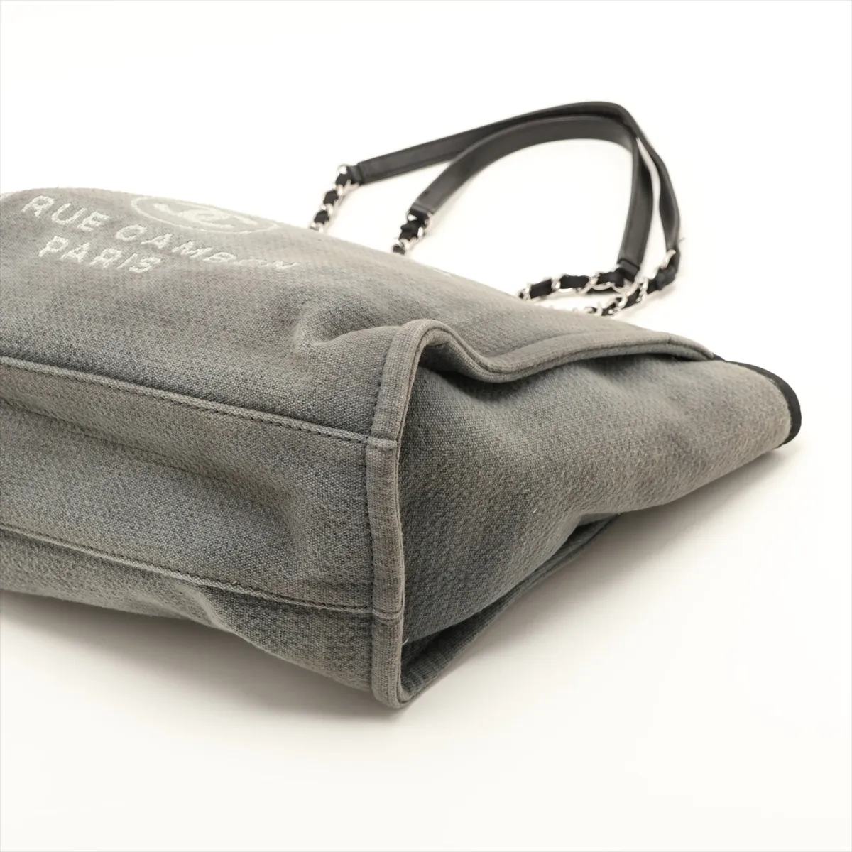 Deauville MM Canvas Chain Tote Bag, Gray, Silver Hardware, 16693566, Serial Number 16 — view 3