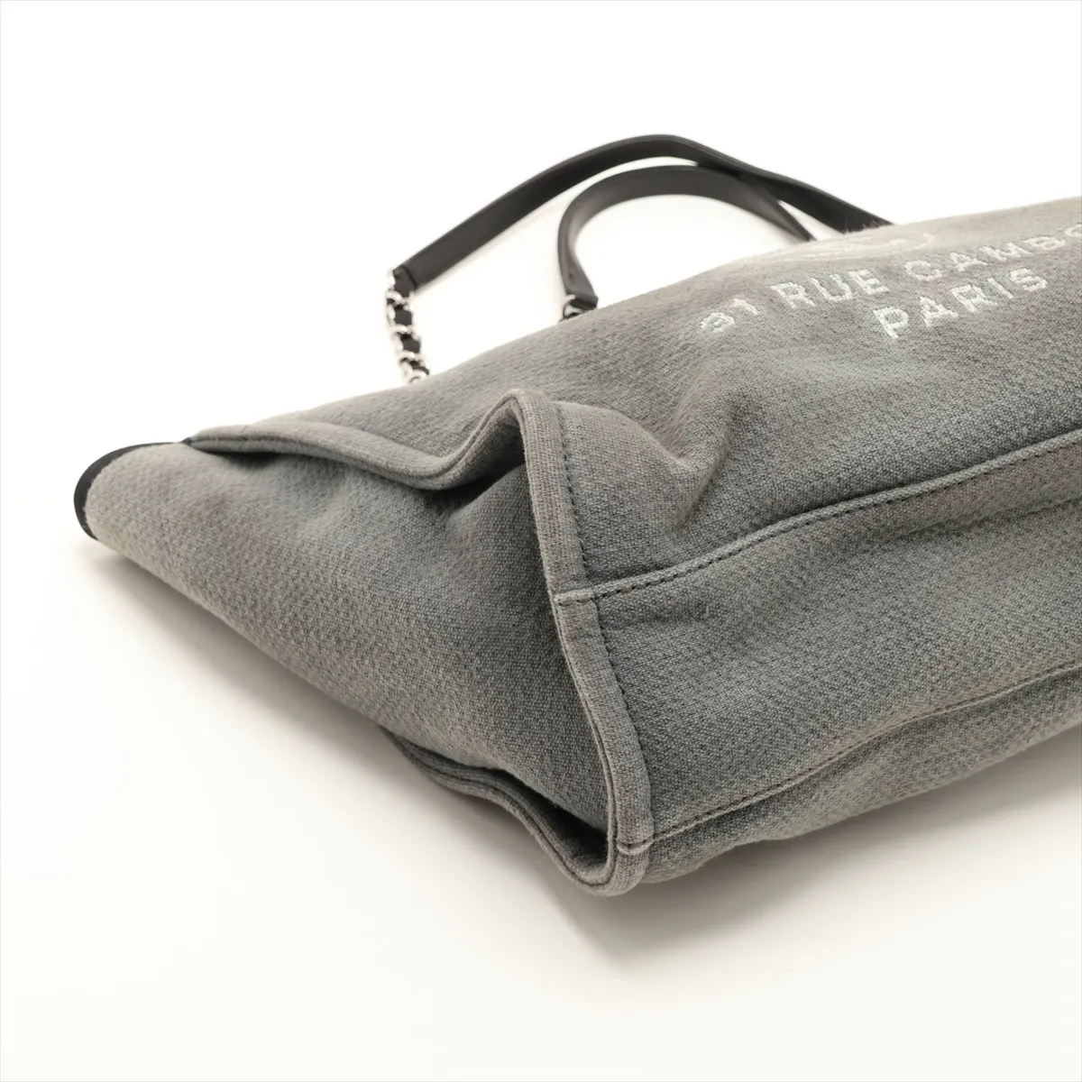 Deauville MM Canvas Chain Tote Bag, Gray, Silver Hardware, 16693566, Serial Number 16 — view 4