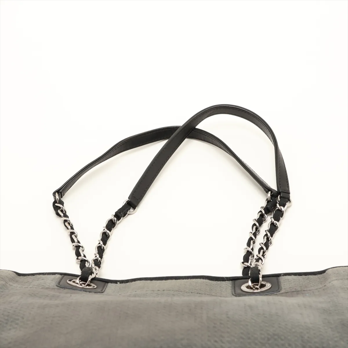 Deauville MM Canvas Chain Tote Bag, Gray, Silver Hardware, 16693566, Serial Number 16 — view 6