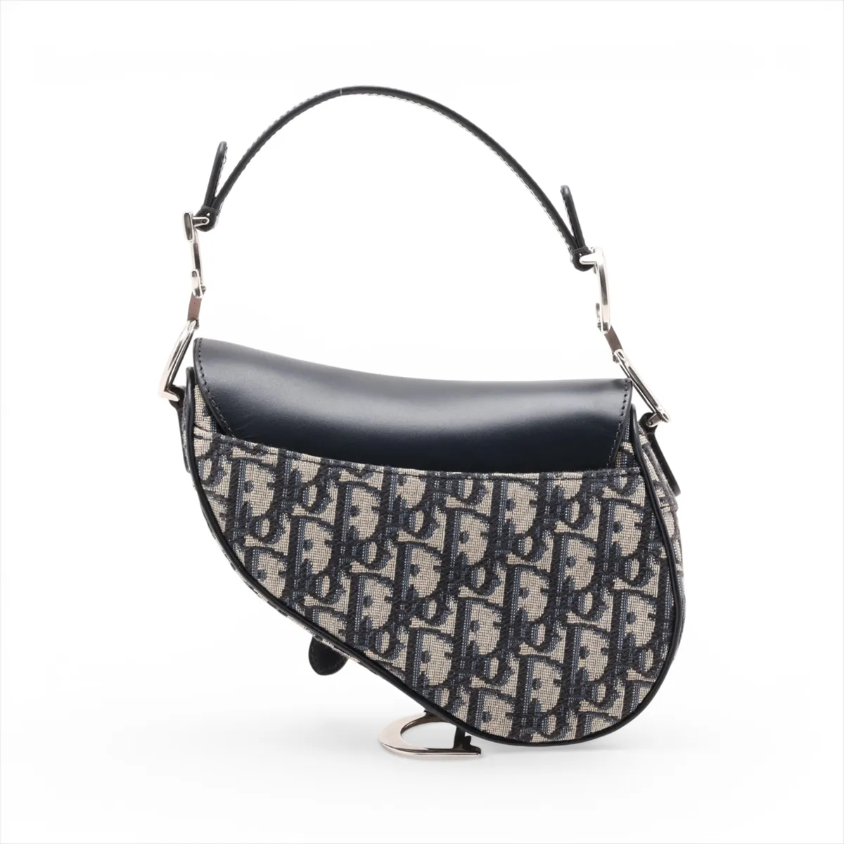 Oblique Saddle Bag, Canvas x Leather, 2-Way Handbag, Navy, Lucky Star — view 2