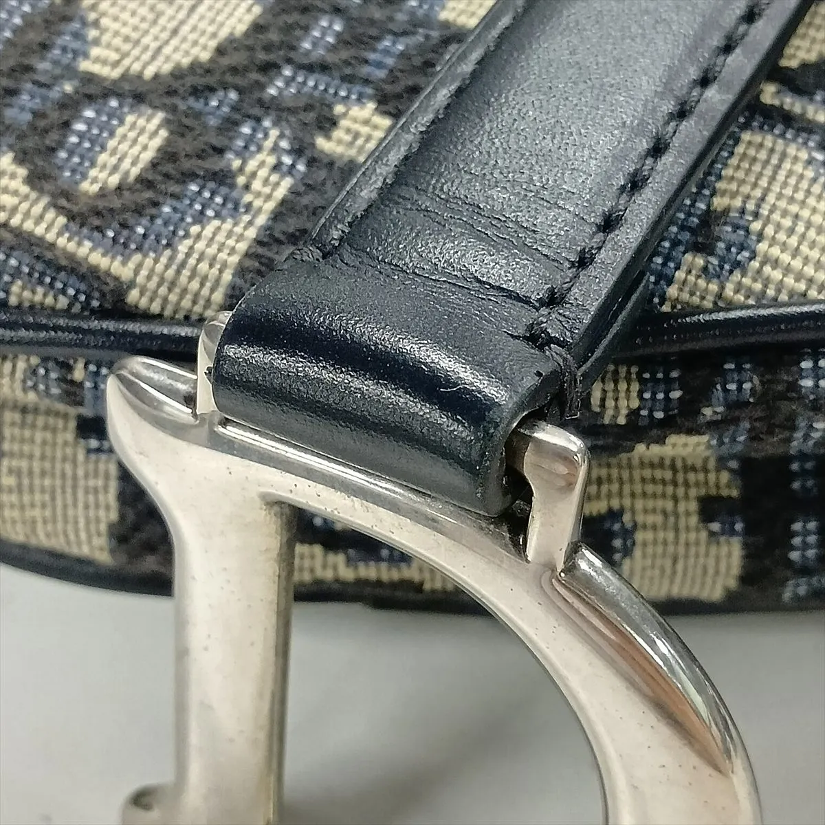 Oblique Saddle Bag, Canvas x Leather, 2-Way Handbag, Navy, Lucky Star — view 11