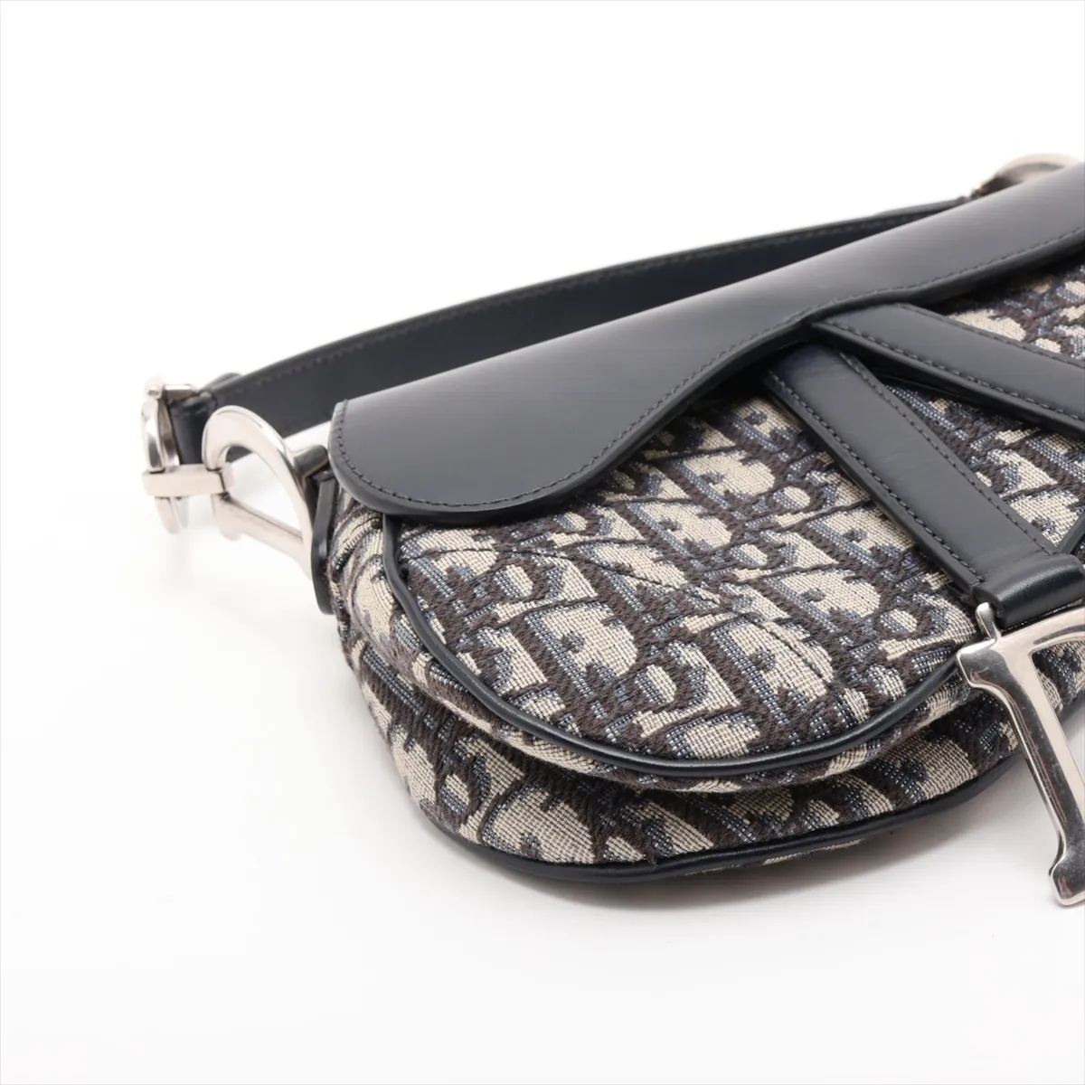 Oblique Saddle Bag, Canvas x Leather, 2-Way Handbag, Navy, Lucky Star — view 4