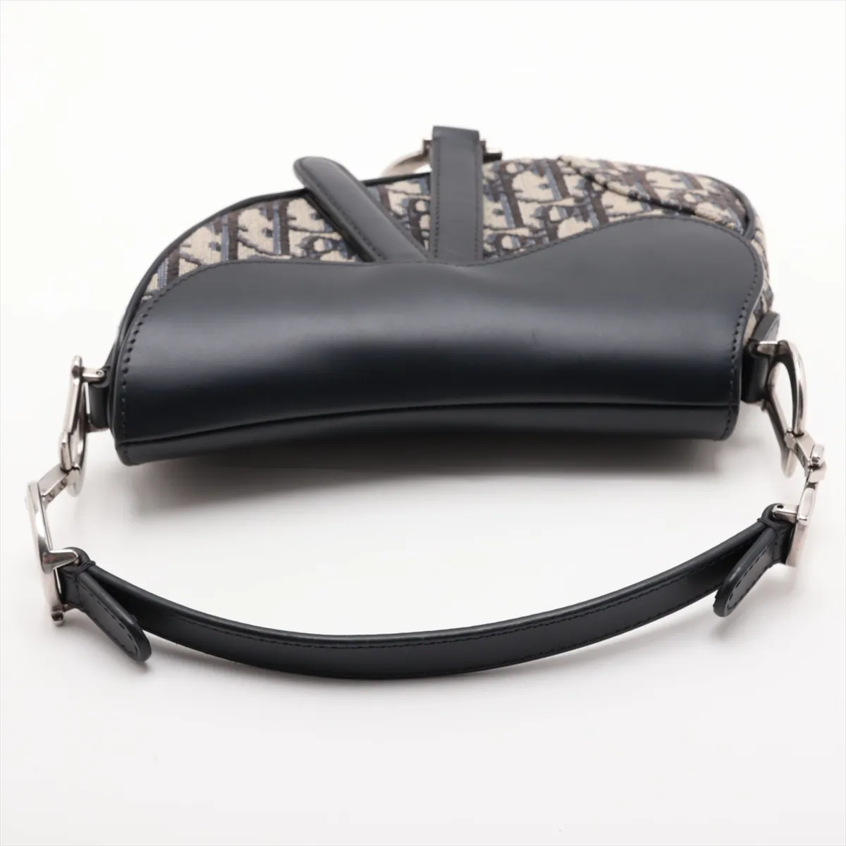 Oblique Saddle Bag, Canvas x Leather, 2-Way Handbag, Navy, Lucky Star — view 5