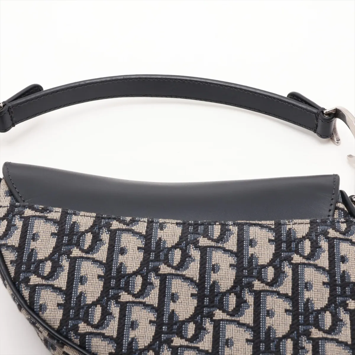 Oblique Saddle Bag, Canvas x Leather, 2-Way Handbag, Navy, Lucky Star — view 6