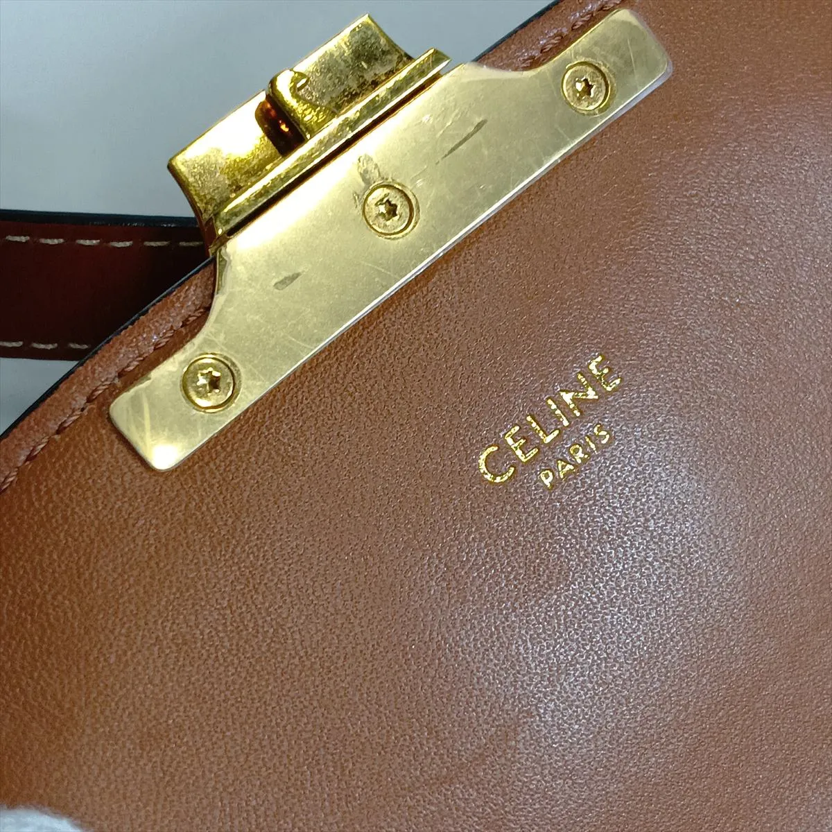 Triomphe Teen PVC x Leather Shoulder Bag, Brown — view 11