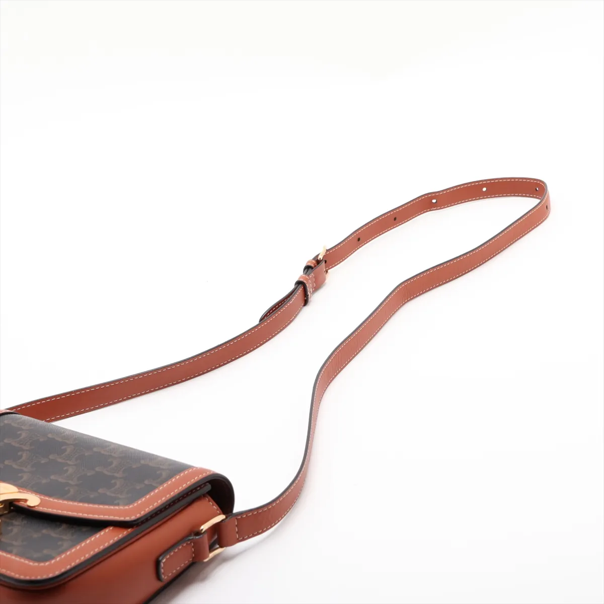 Triomphe Teen PVC x Leather Shoulder Bag, Brown — view 5
