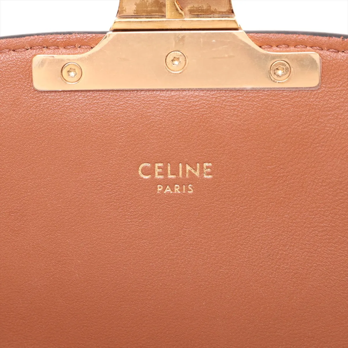 Triomphe Teen PVC x Leather Shoulder Bag, Brown — view 9