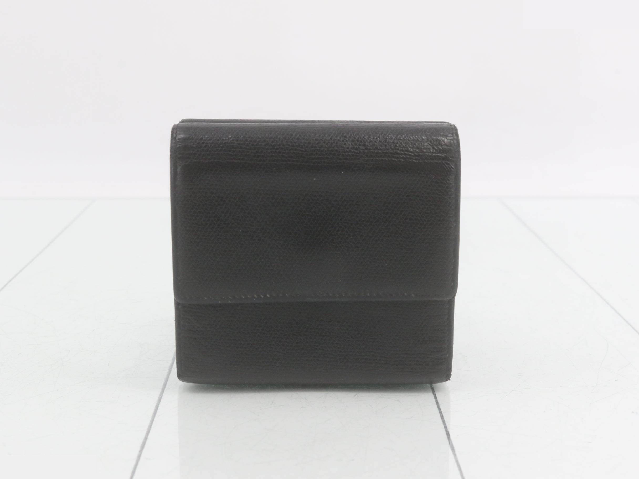 Coco Button Tri-fold Wallet, Leather, Black, Double Snap Closure — view 2