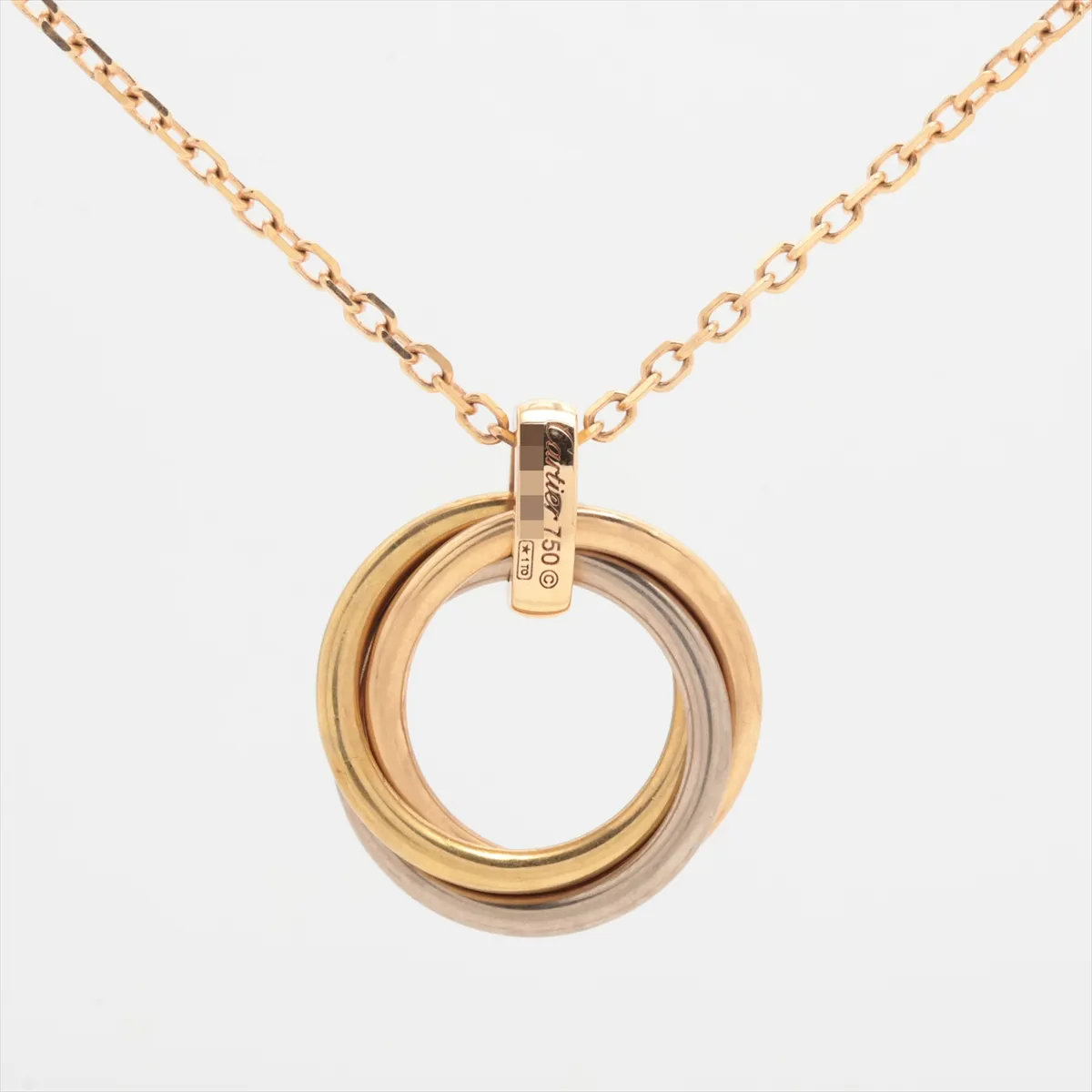 Trinity Diamond Necklace 750 (Yellow Gold x Pink Gold x White Gold) 9.5g PN6335 (Dents, solder marks) — view 2