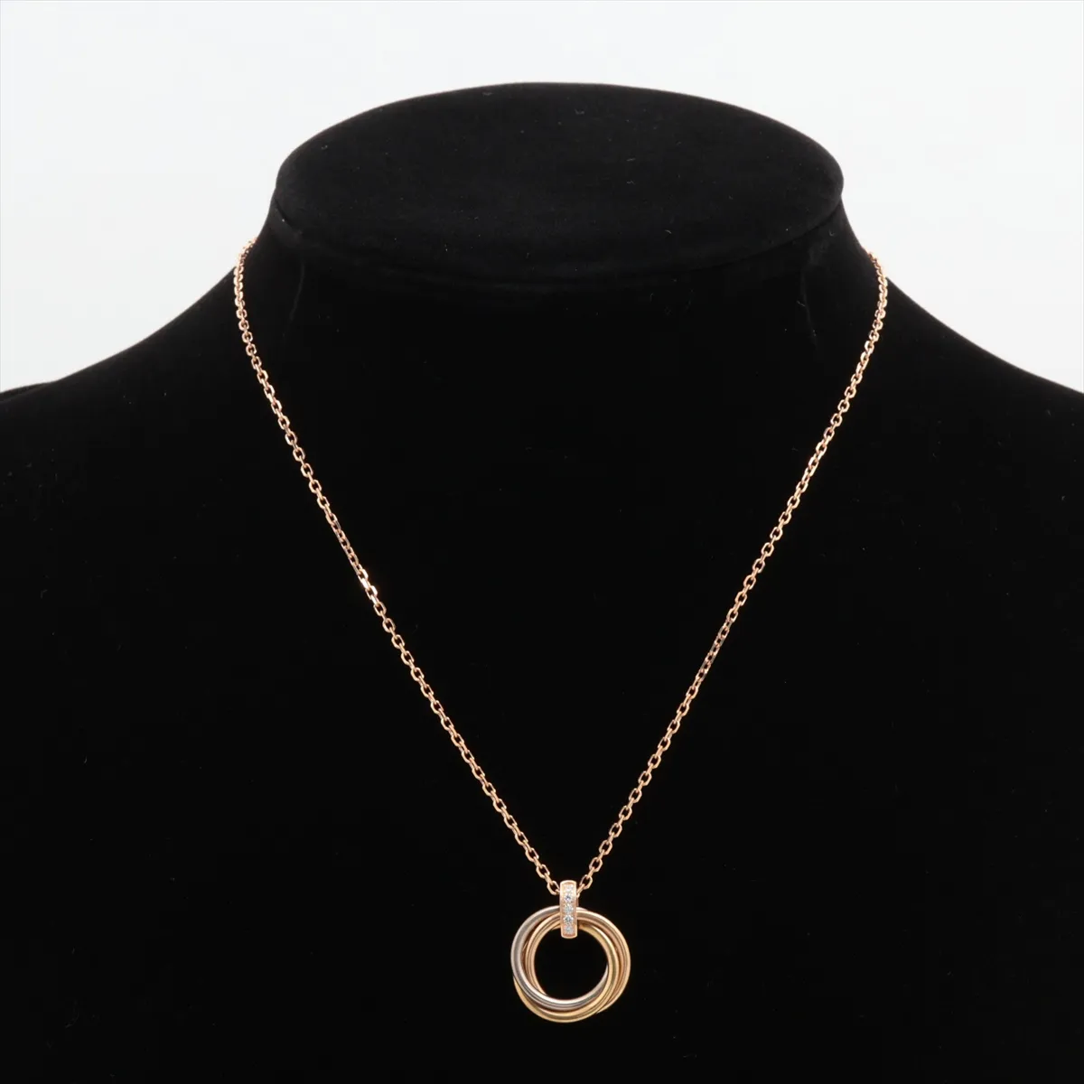 Trinity Diamond Necklace 750 (Yellow Gold x Pink Gold x White Gold) 9.5g PN6335 (Dents, solder marks) — view 5