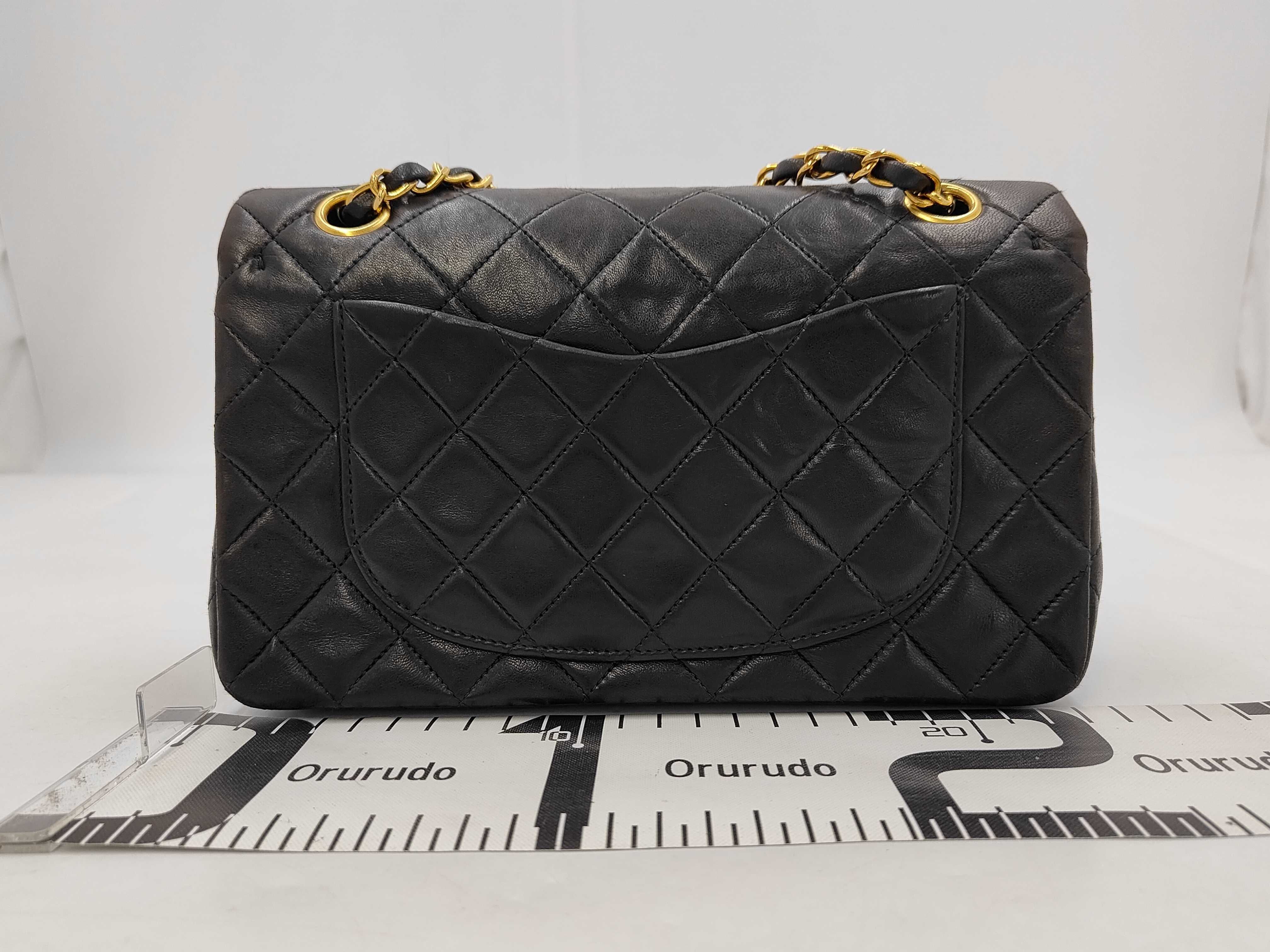 Matelassé 23 Double Flap Double Chain Shoulder Bag, Black Lambskin, Gold Hardware, 3960746 Shoulder Bag — view 2