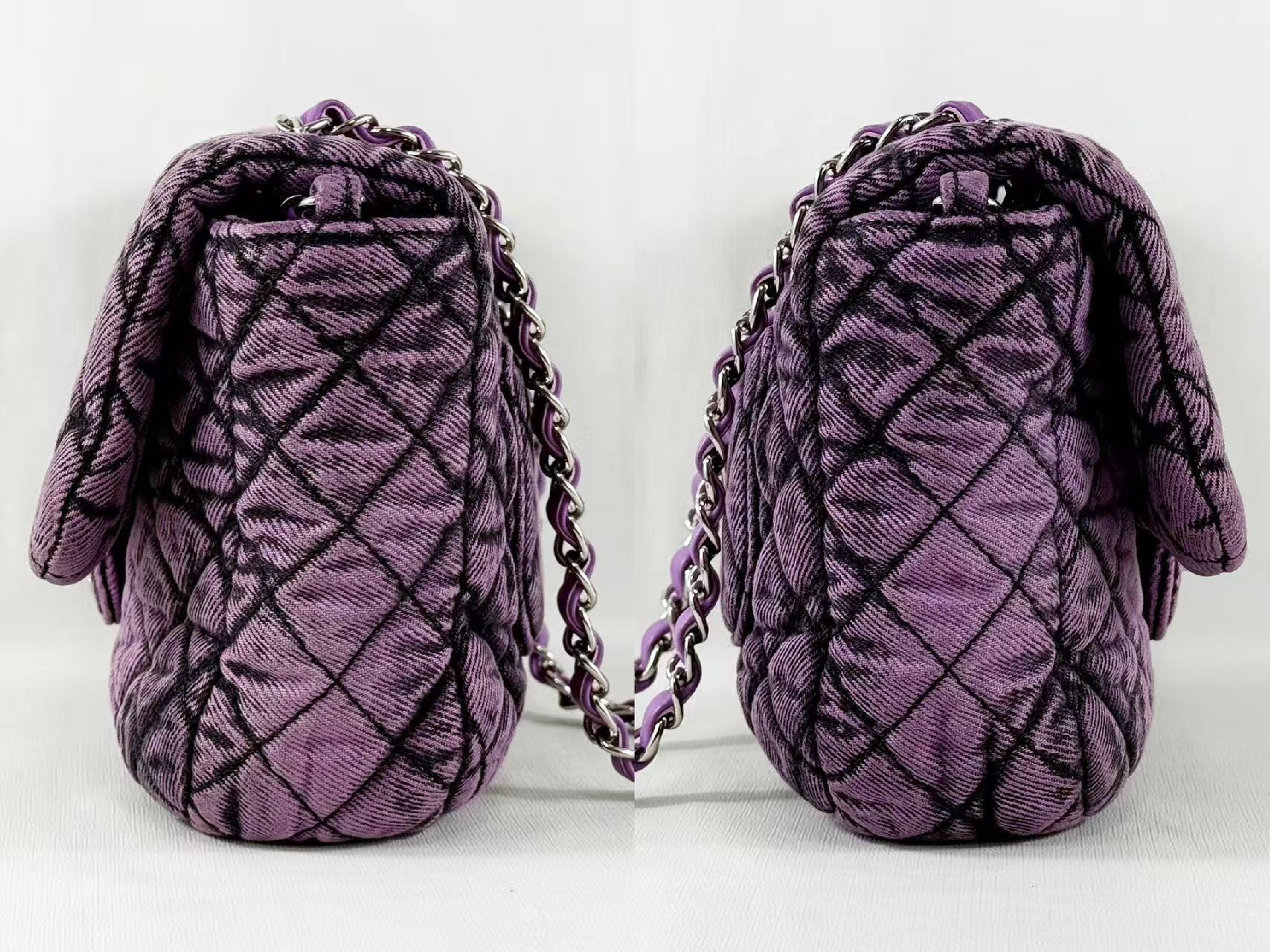 Denim Black x Purple Matelassé Shoulder Bag, W19/H15/D6cm (approx.), serial number in the 29 range, with dust bag and serial sticker, silver hardware, item number 29019250. — view 11