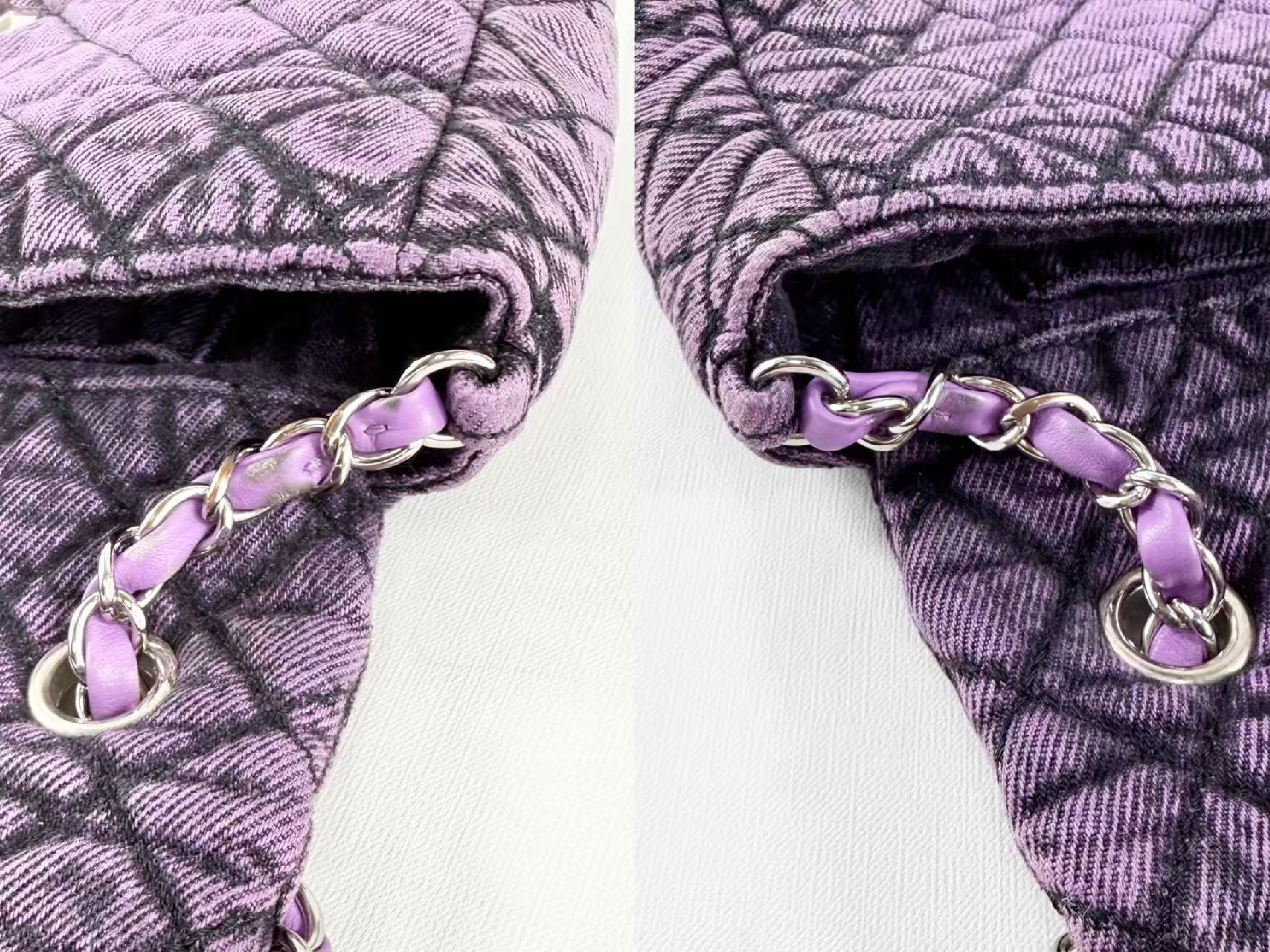 Denim Black x Purple Matelassé Shoulder Bag, W19/H15/D6cm (approx.), serial number in the 29 range, with dust bag and serial sticker, silver hardware, item number 29019250. — view 15