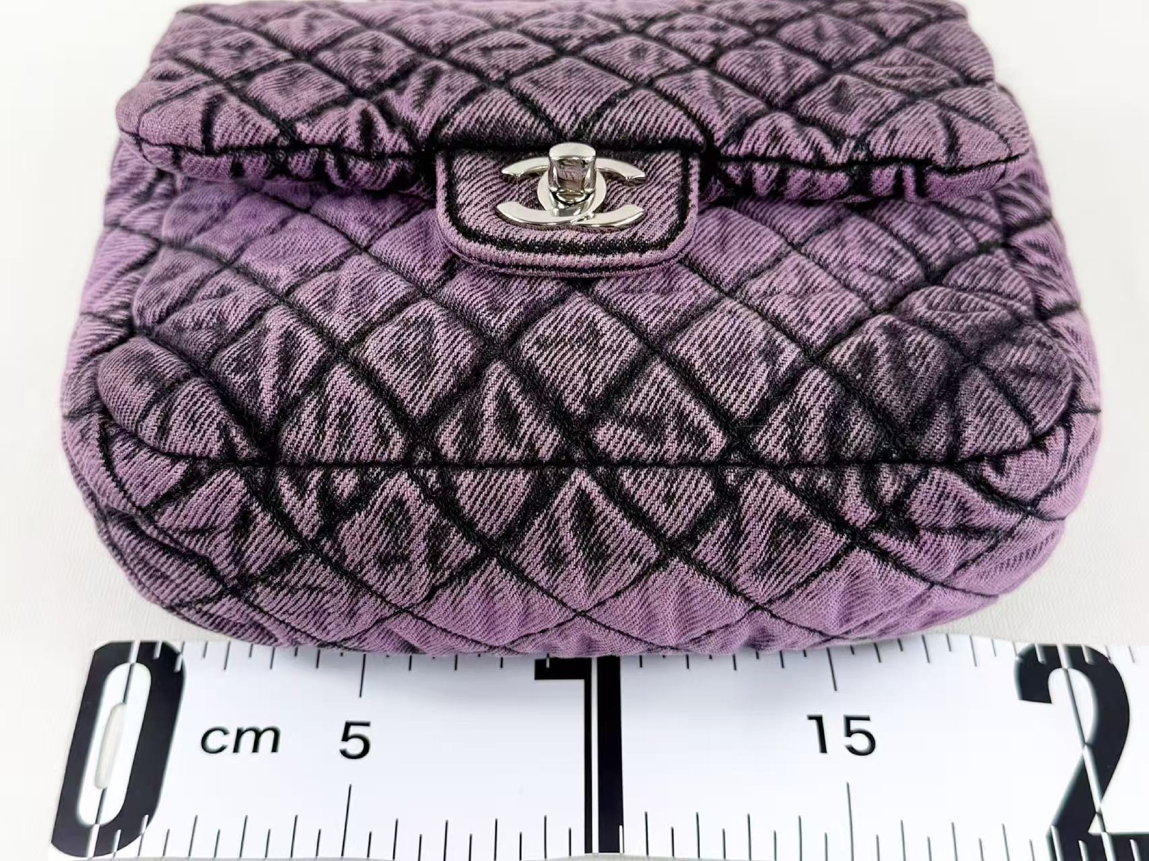 Denim Black x Purple Matelassé Shoulder Bag, W19/H15/D6cm (approx.), serial number in the 29 range, with dust bag and serial sticker, silver hardware, item number 29019250. — view 4
