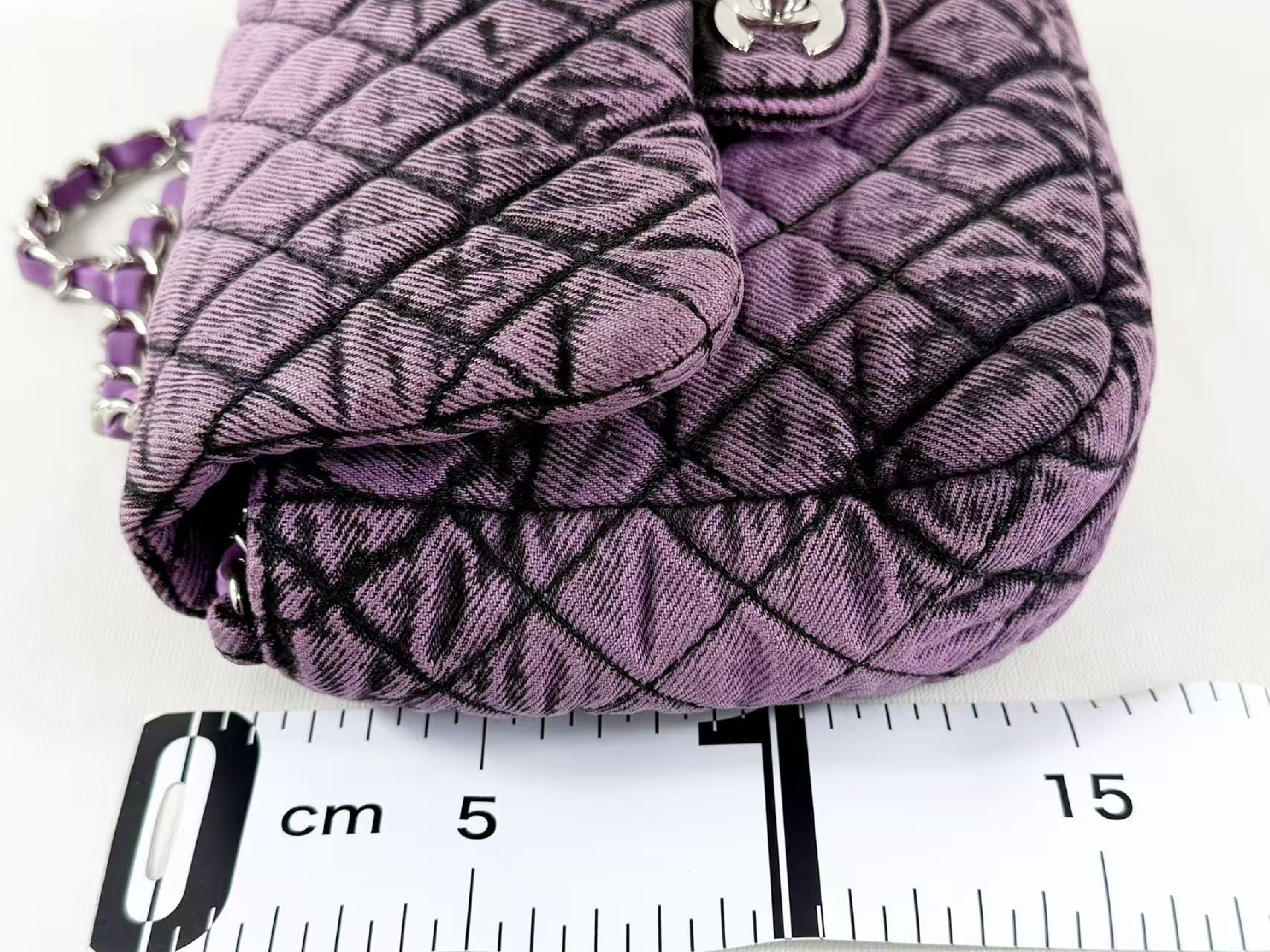 Denim Black x Purple Matelassé Shoulder Bag, W19/H15/D6cm (approx.), serial number in the 29 range, with dust bag and serial sticker, silver hardware, item number 29019250. — view 5