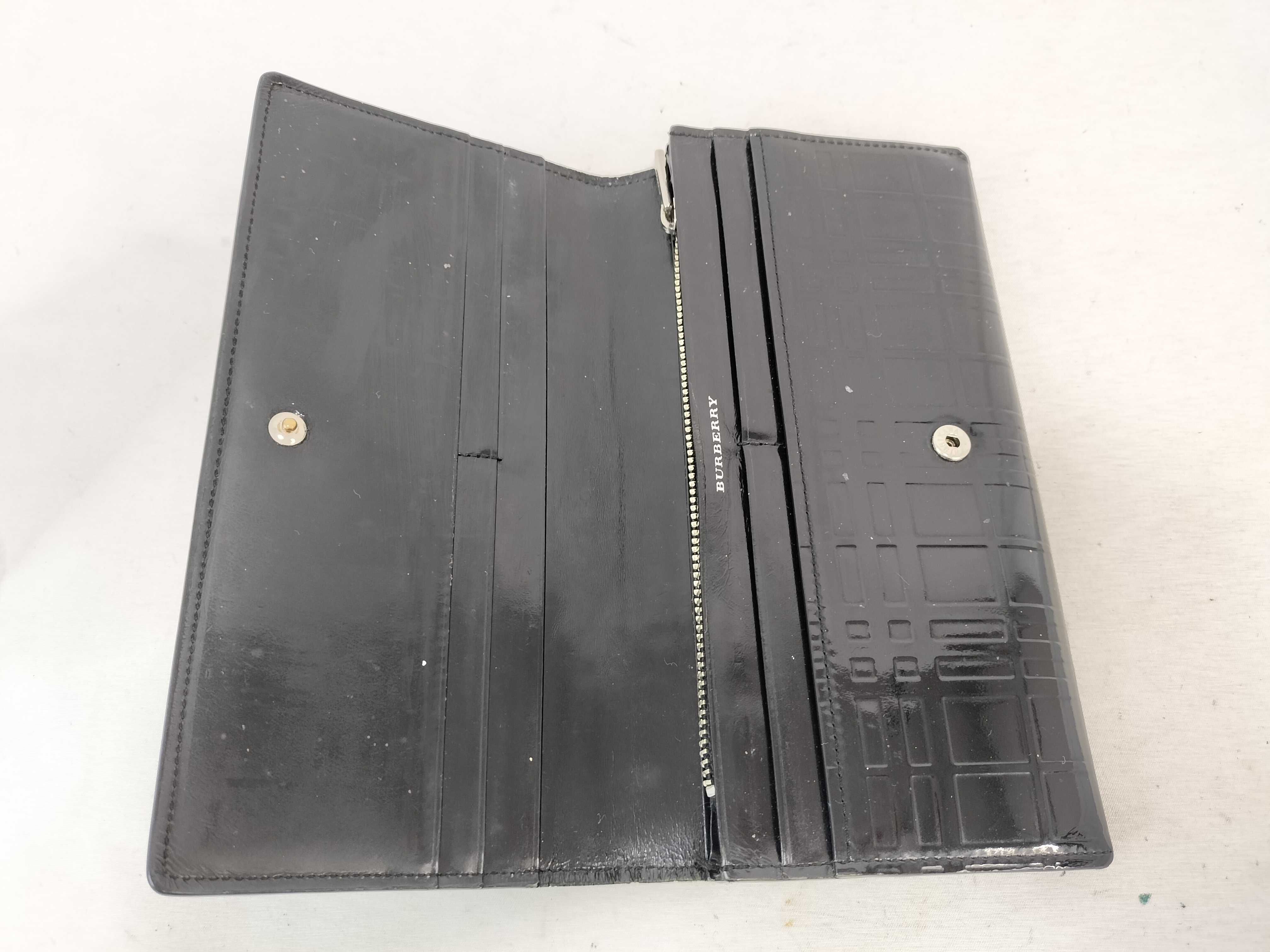 Check Pattern Embossed Black Long Wallet — view 11