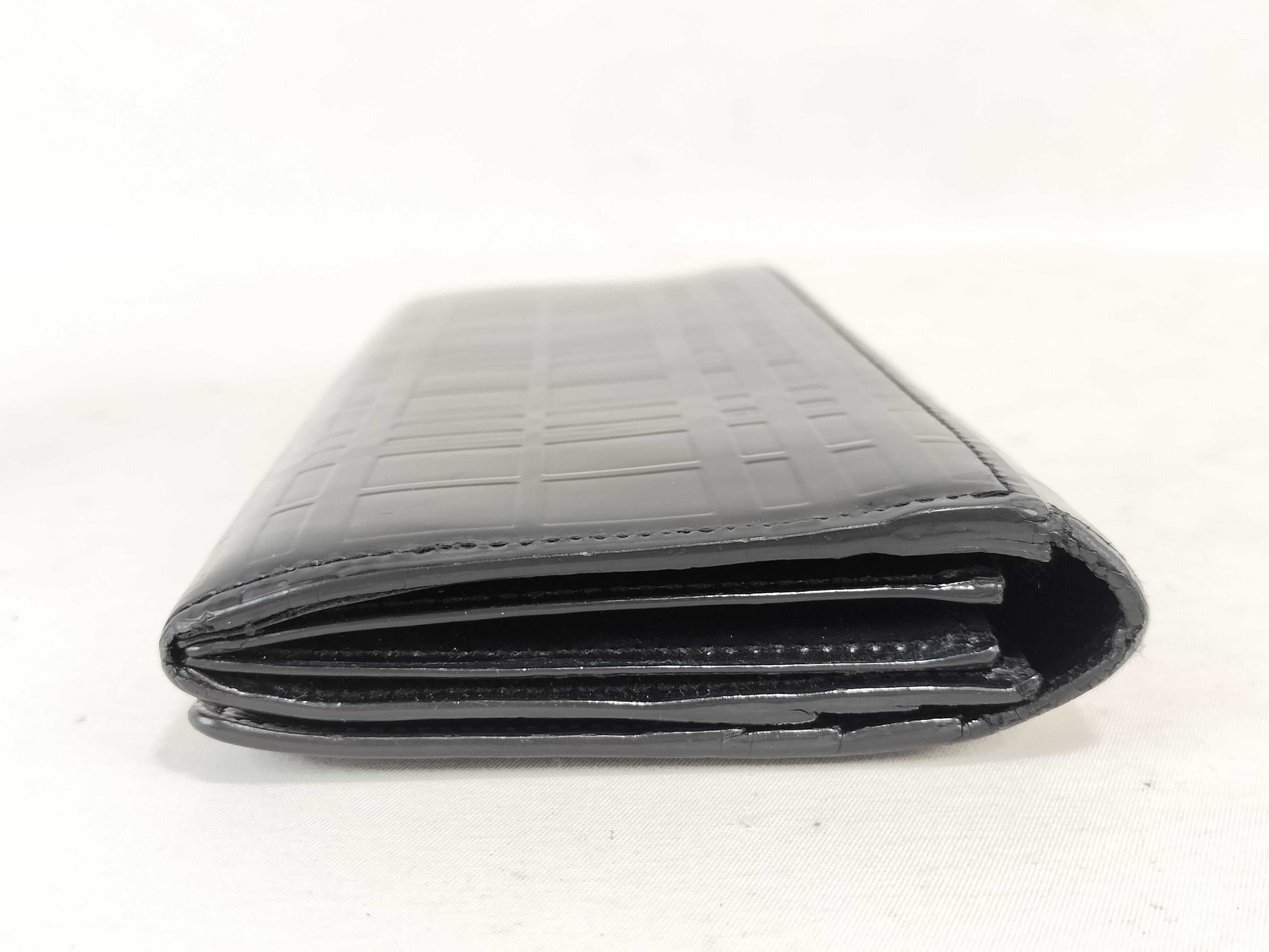 Check Pattern Embossed Black Long Wallet — view 5