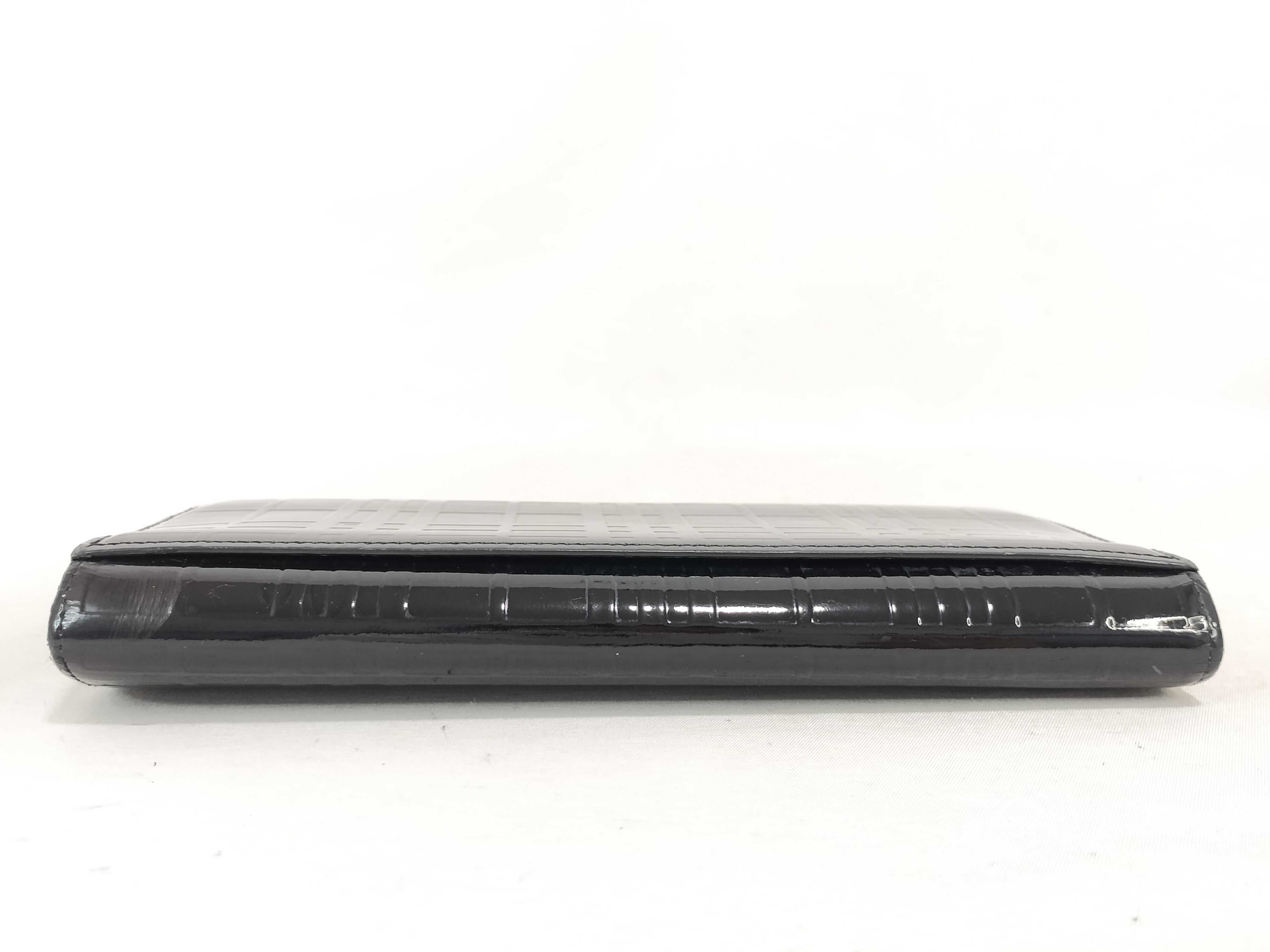 Check Pattern Embossed Black Long Wallet — view 6