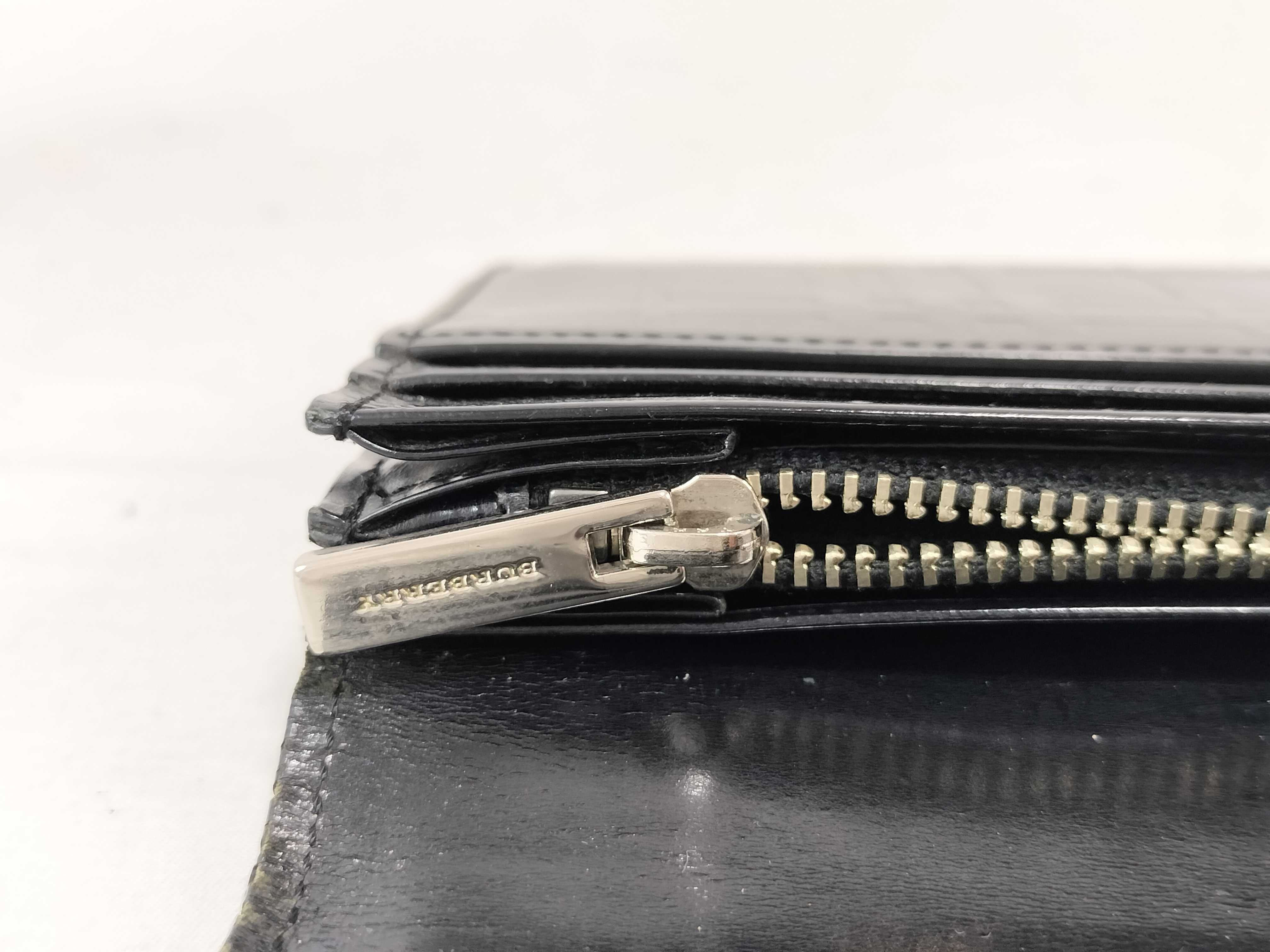 Check Pattern Embossed Black Long Wallet — view 7
