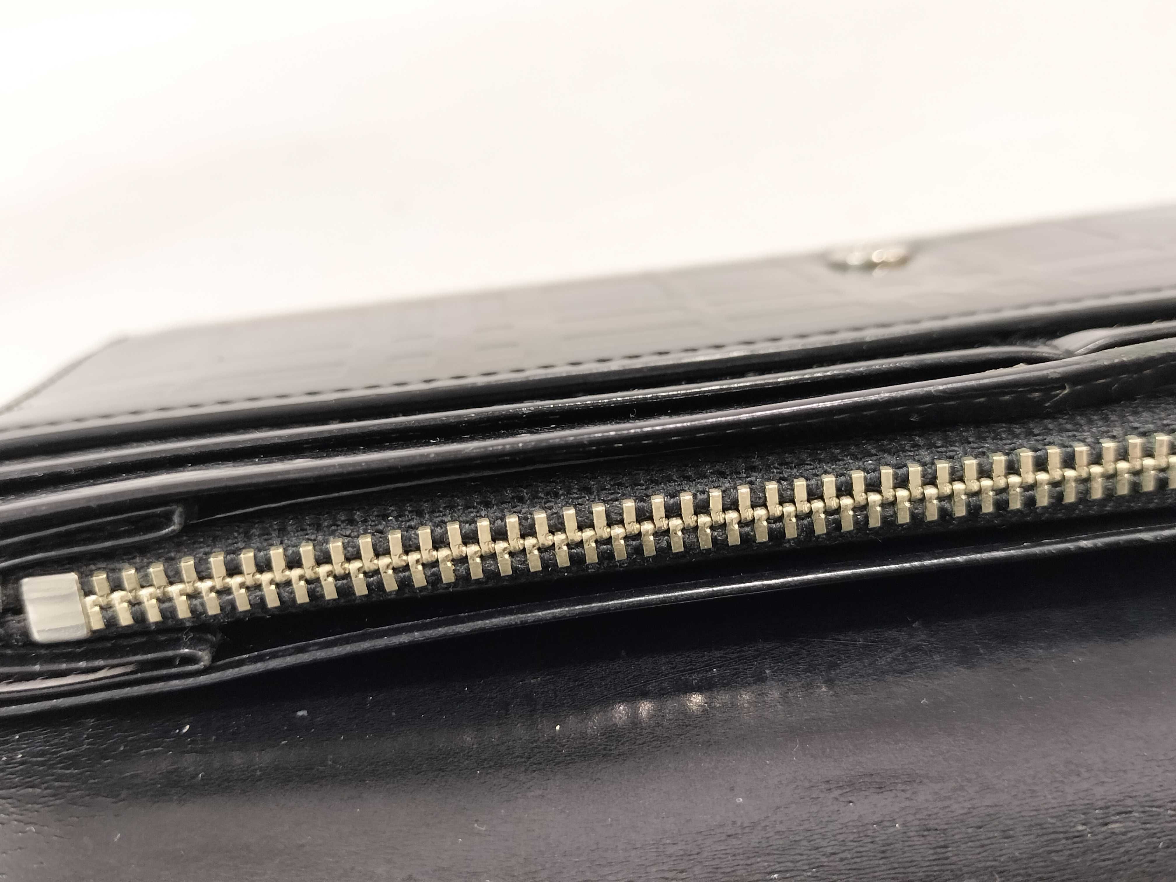 Check Pattern Embossed Black Long Wallet — view 8